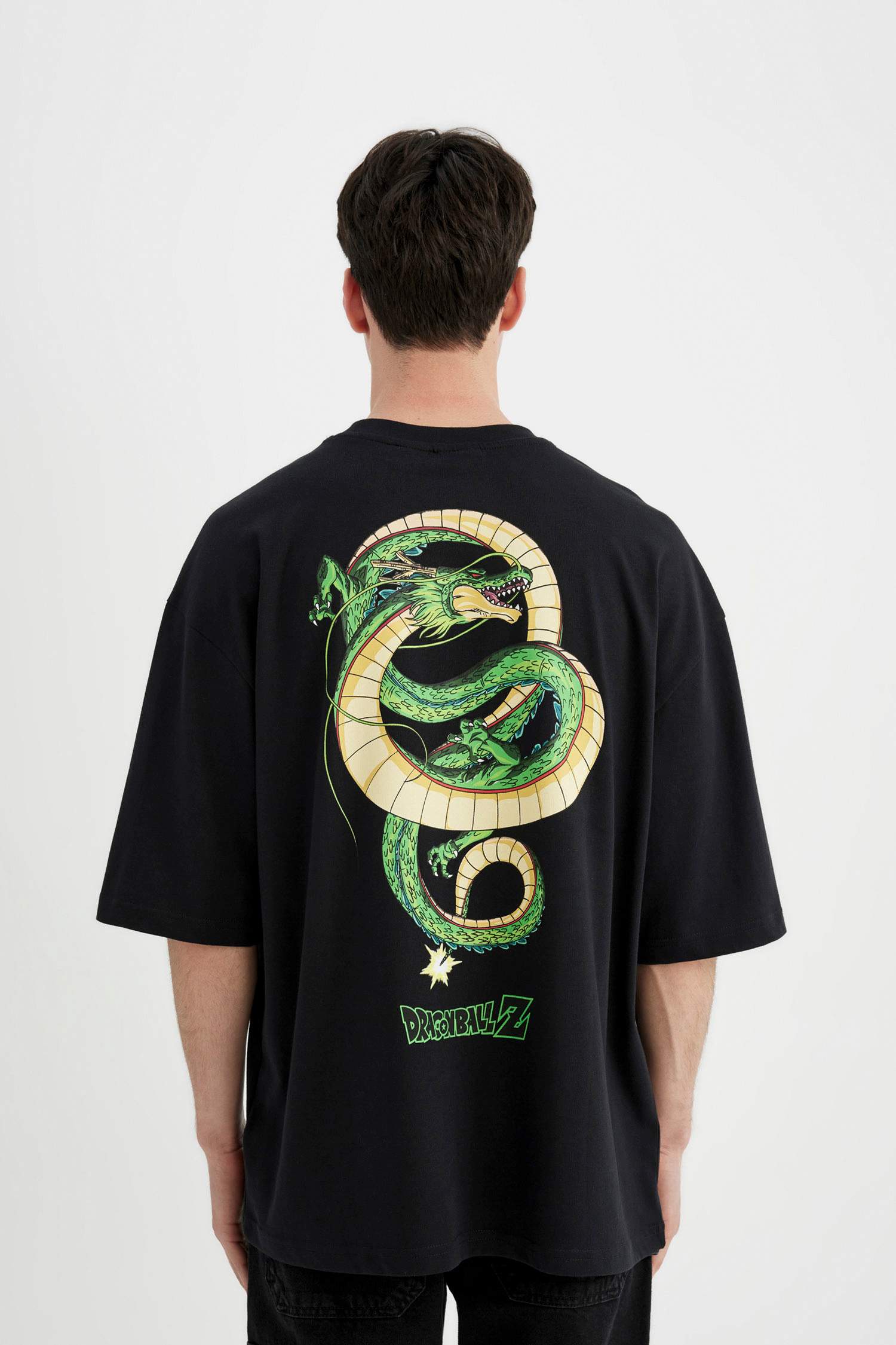 تيشيرت جيرسي مطبوع قصة فضفاضة بياخة مستديرة