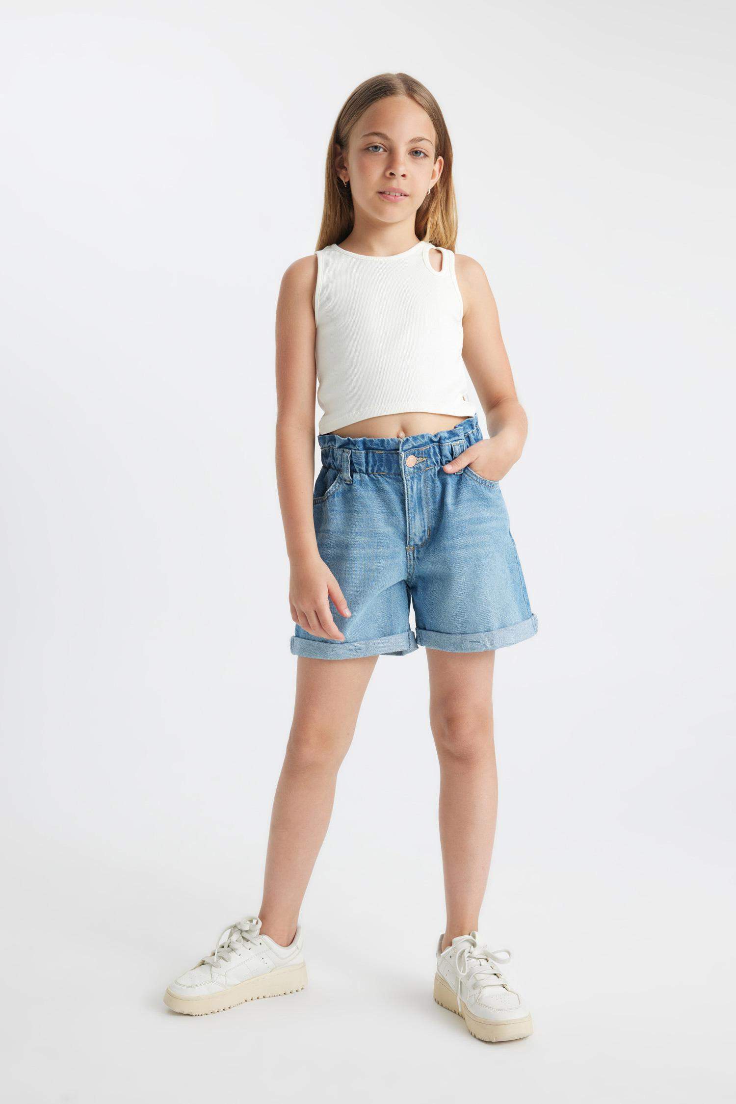 Girl Paperbag Denim Shorts