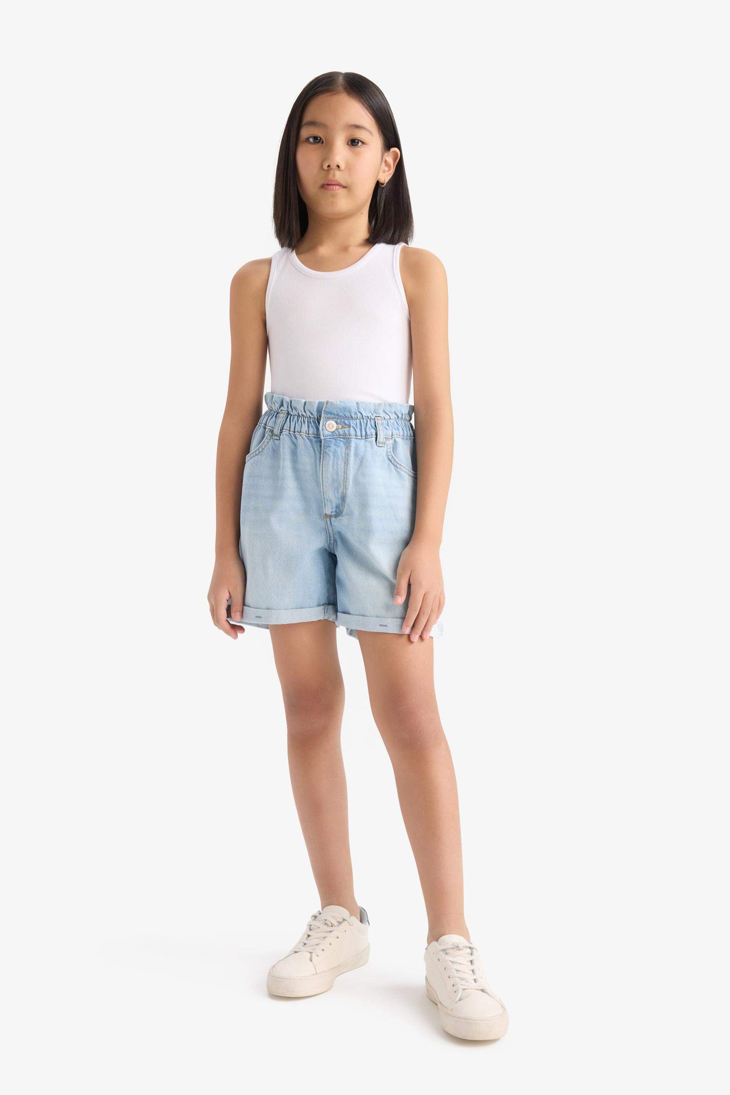 Girl Paperbag Denim Shorts