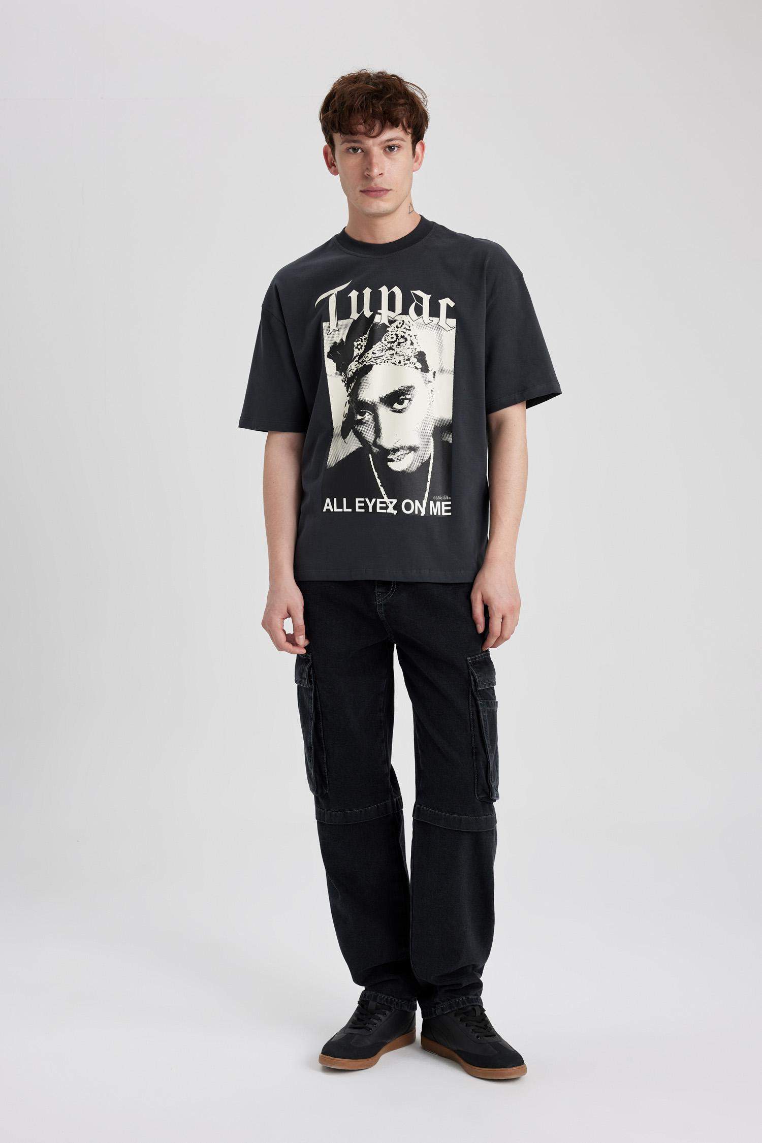 سروال جينز كارجو قصة مريحة واسع برجل واسع وجيب