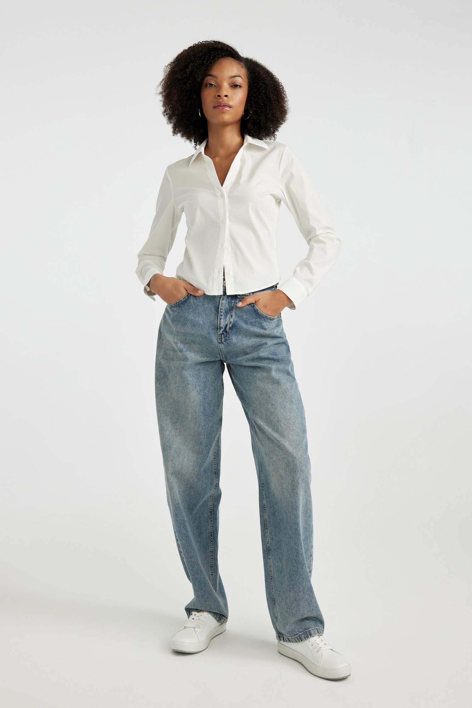 بنطلون جينز بخصر عالي