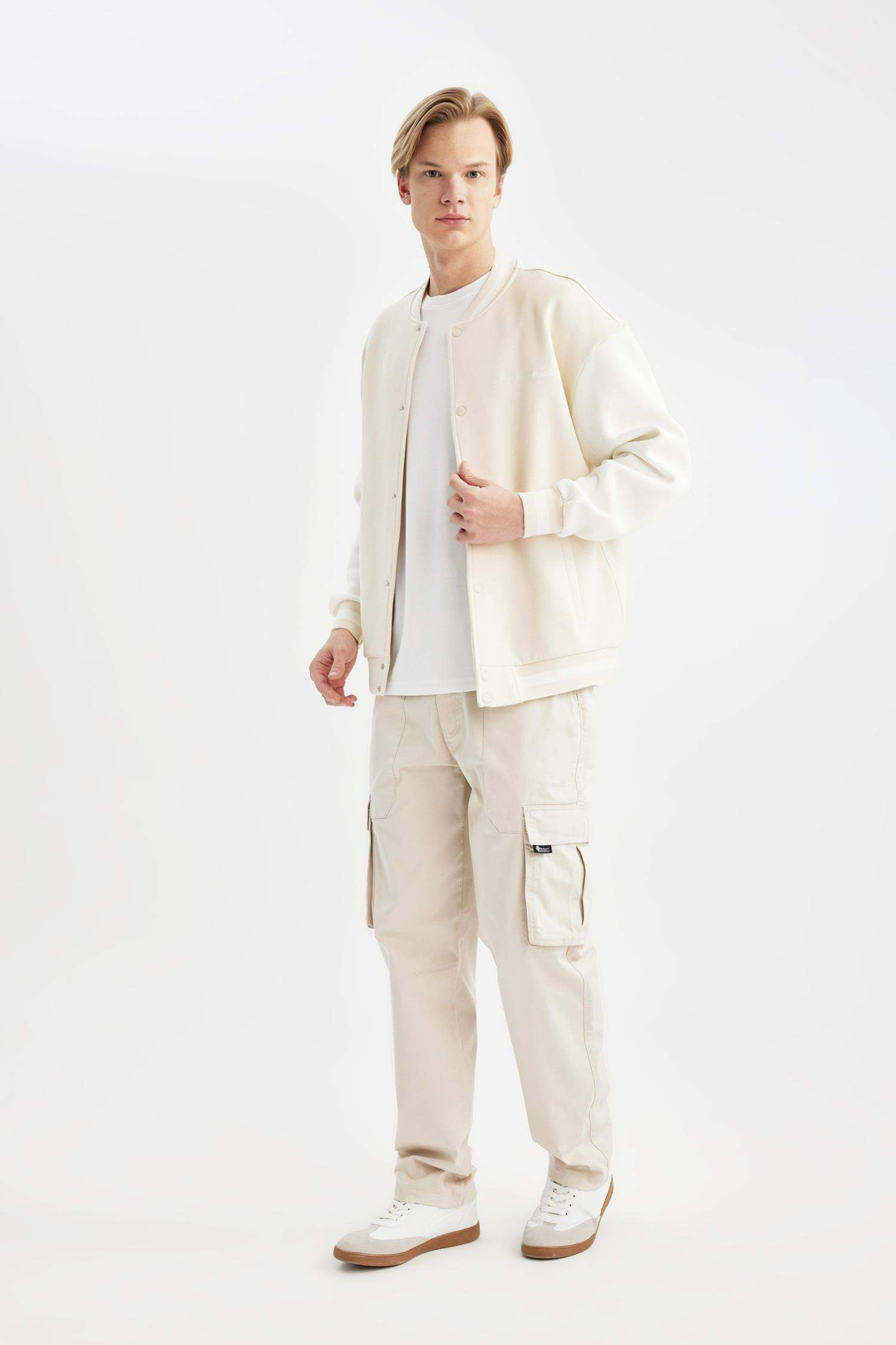 Oversize Geniş Kalıp Bomber Hırka Kolej Yaka Çıtçıt Kapamalı Cepli İçi Yumuşak Tüylü