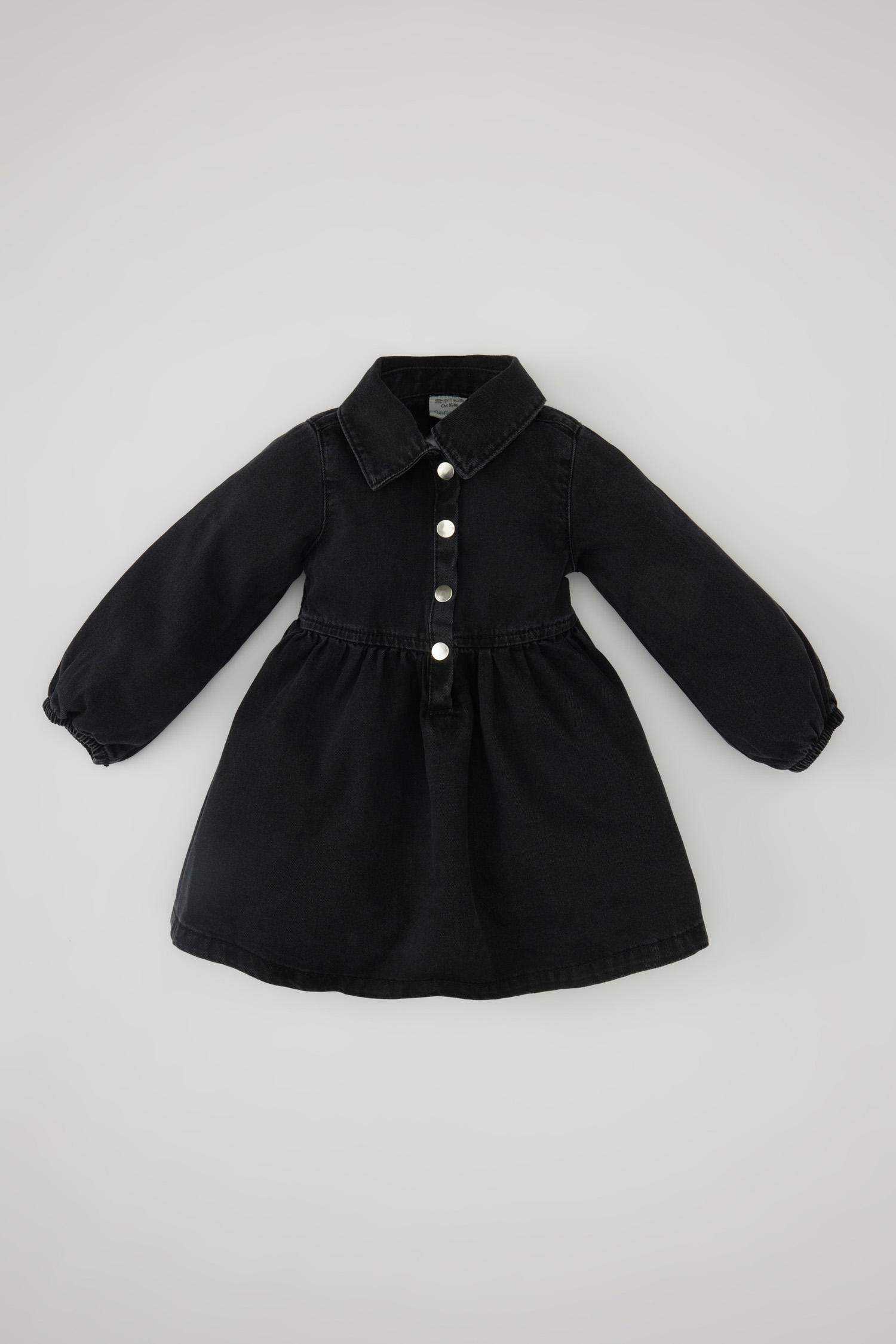 Kız Bebek Uzun Kollu Jean Elbise