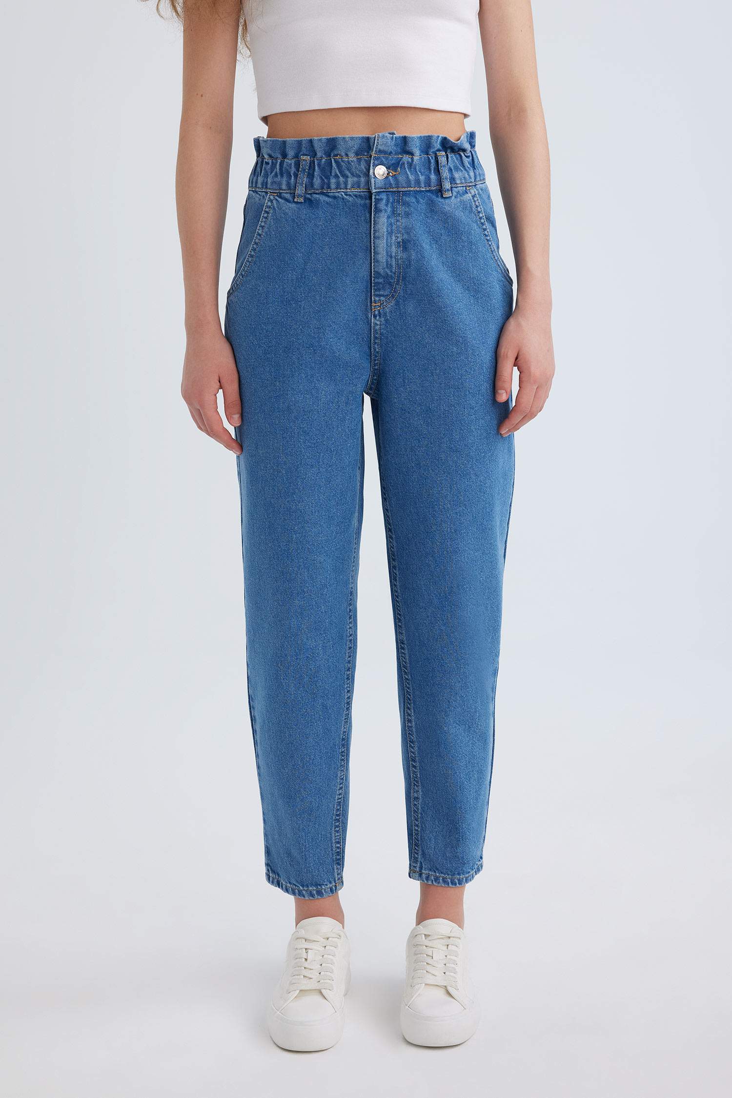 بنطرون جينز بيبرباج بخصر عالي