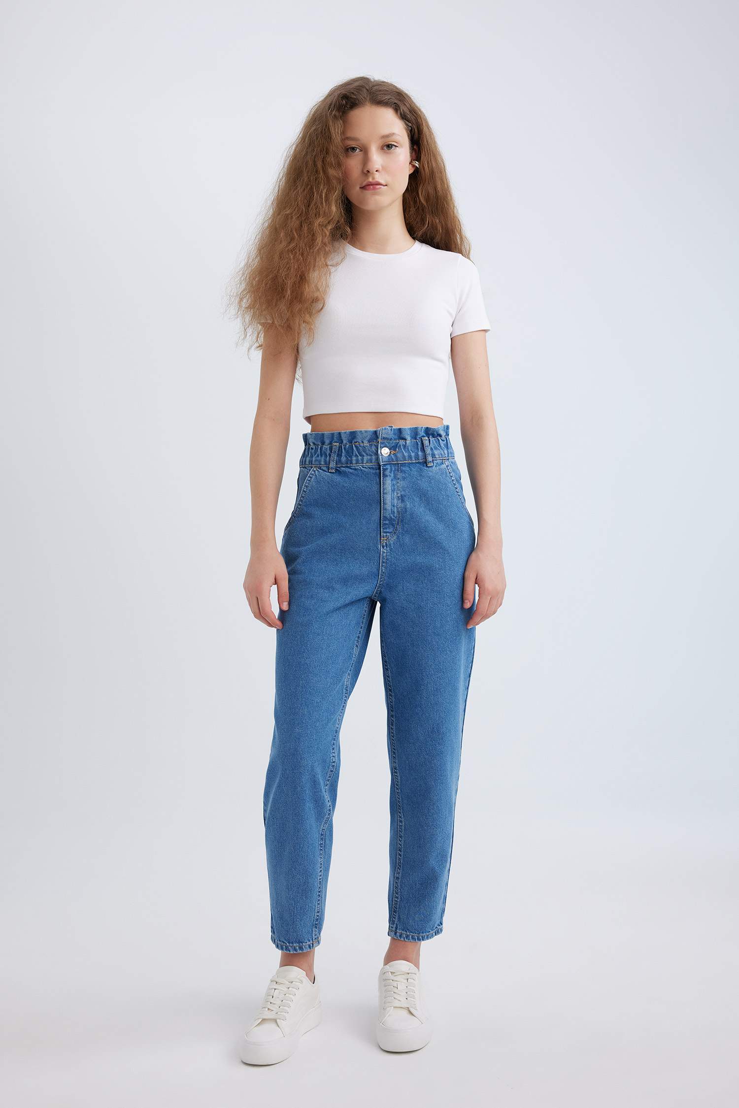 بنطرون جينز بيبرباج بخصر عالي