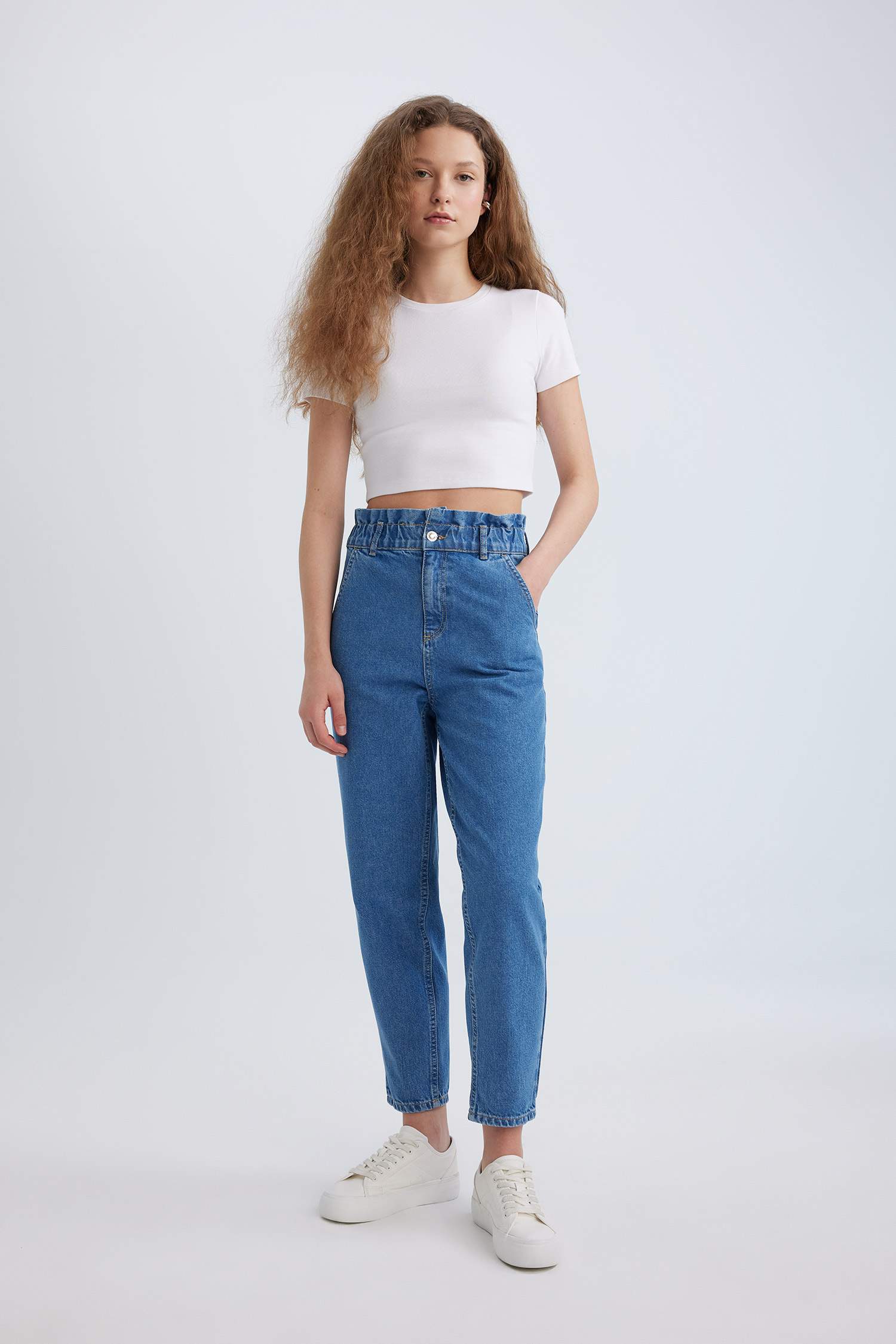 بنطرون جينز بيبرباج بخصر عالي