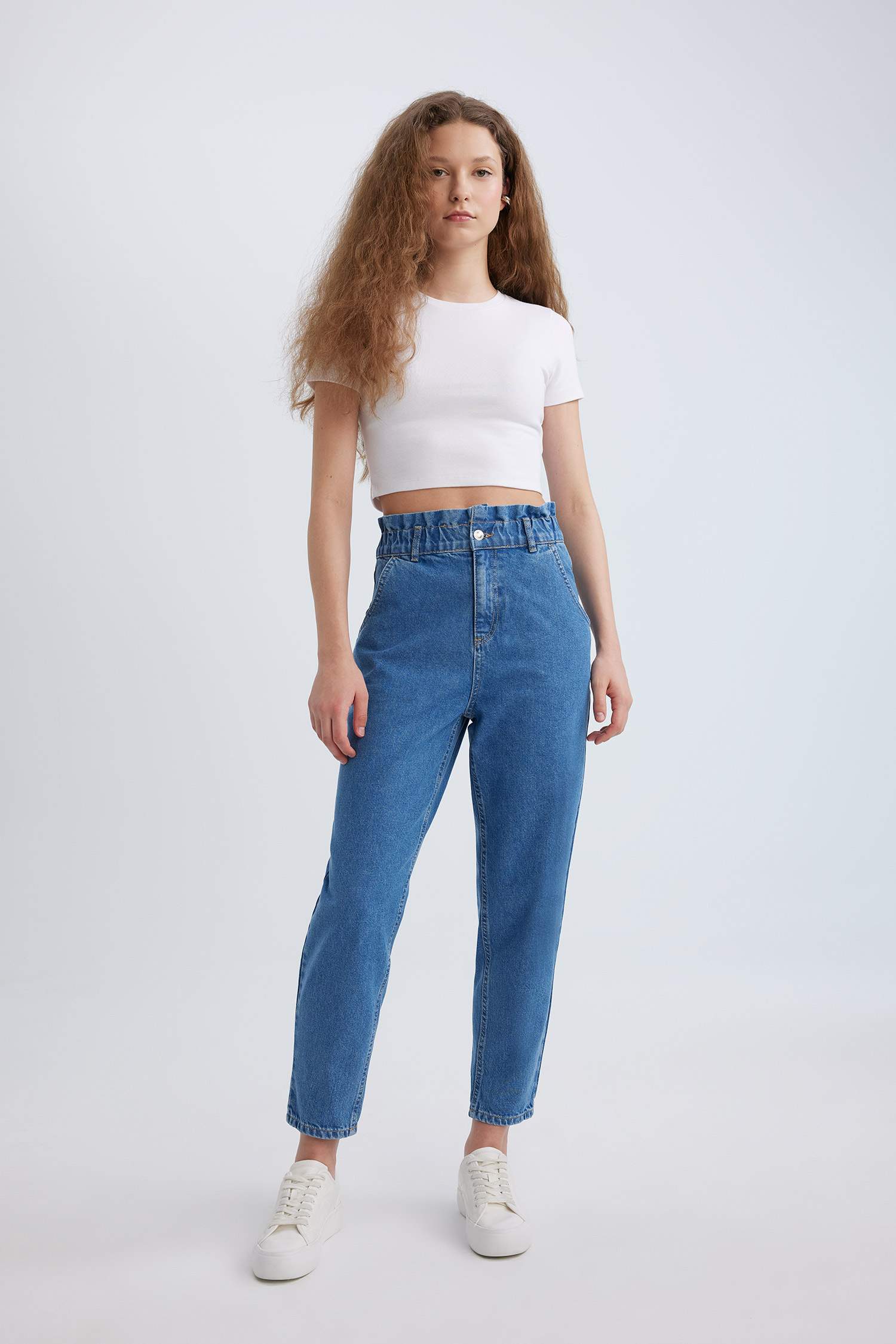 بنطرون جينز بيبرباج بخصر عالي