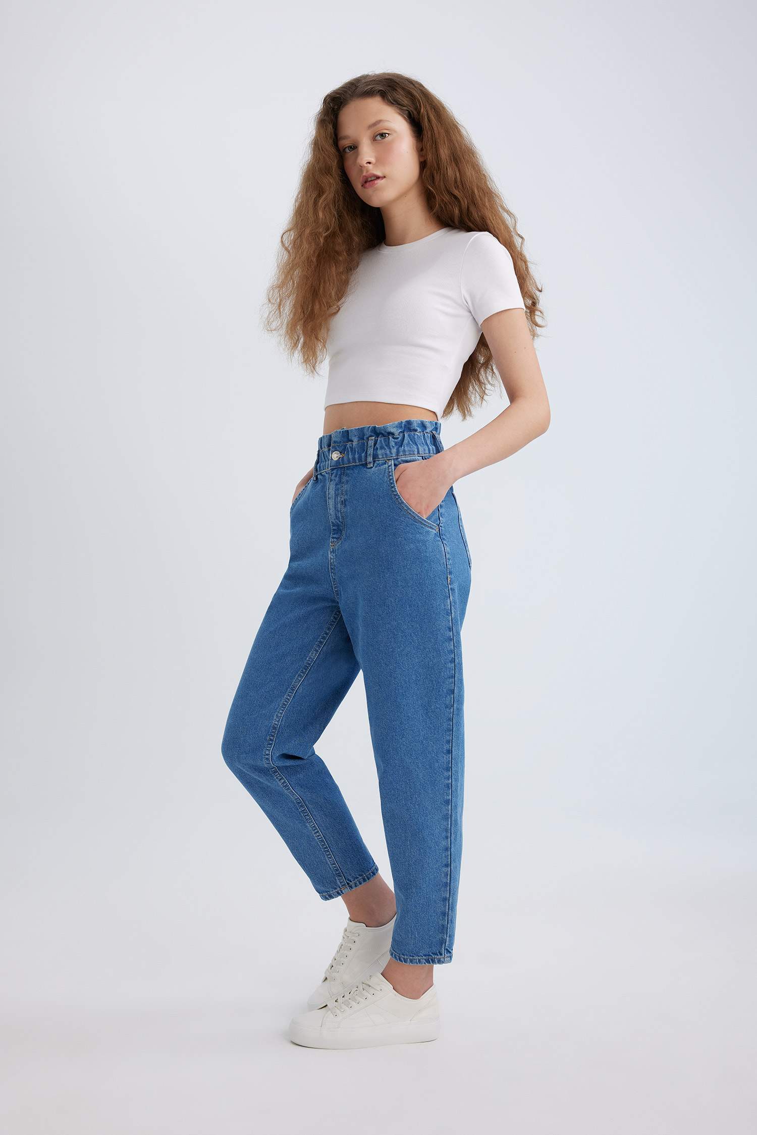 بنطرون جينز بيبرباج بخصر عالي