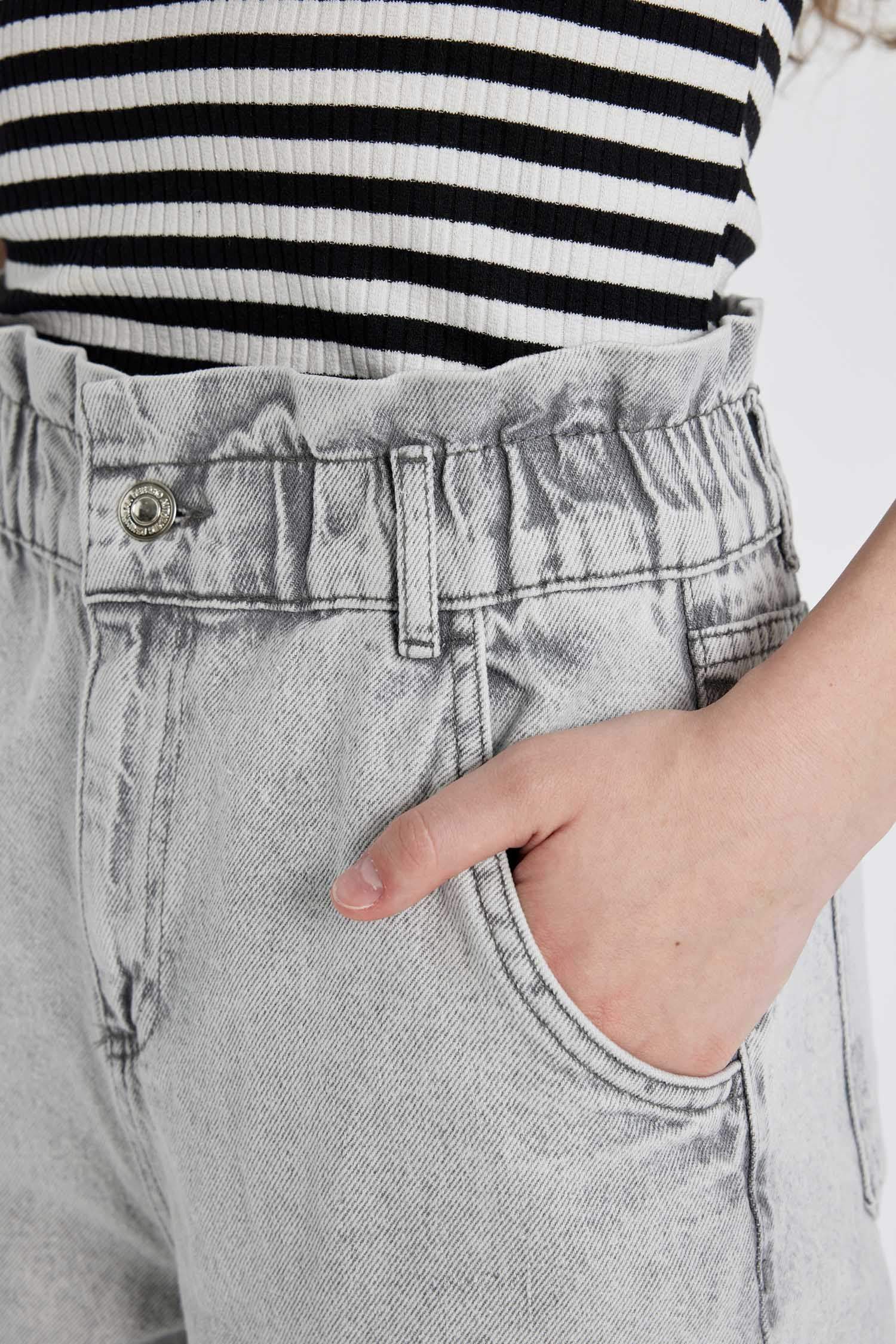 Jean Paperbag Taille Haute Légèrement Évasé Longueur Cheville