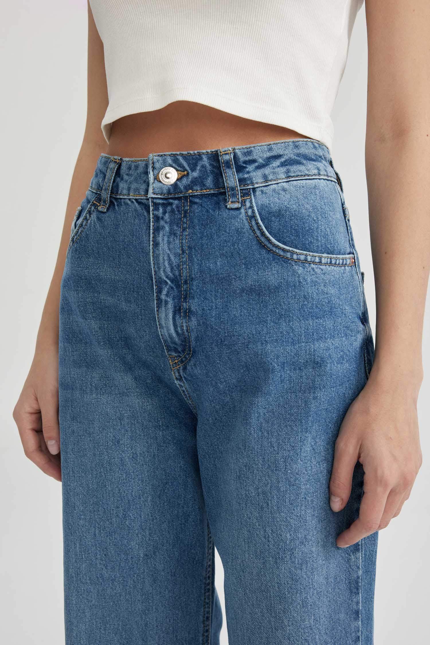 Wide Leg High Waist Cutaway Long Jeans