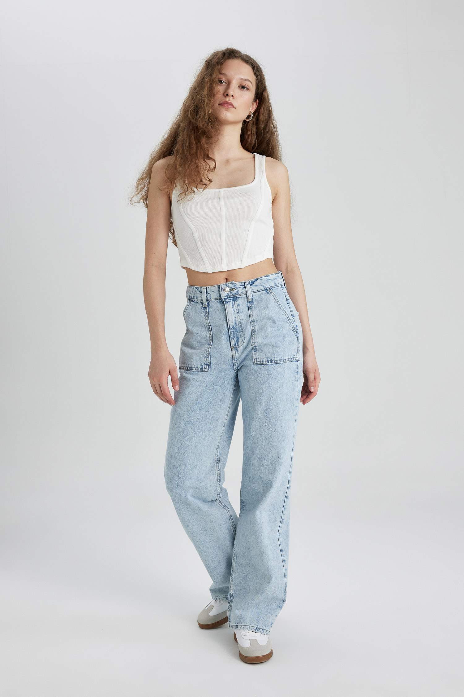 Wide Leg Cargo High Waist Long Jeans
