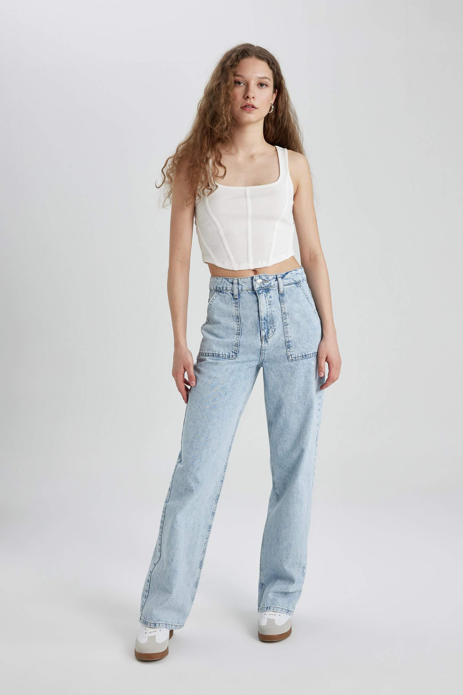 Wide Leg Cargo High Waist Long Jeans
