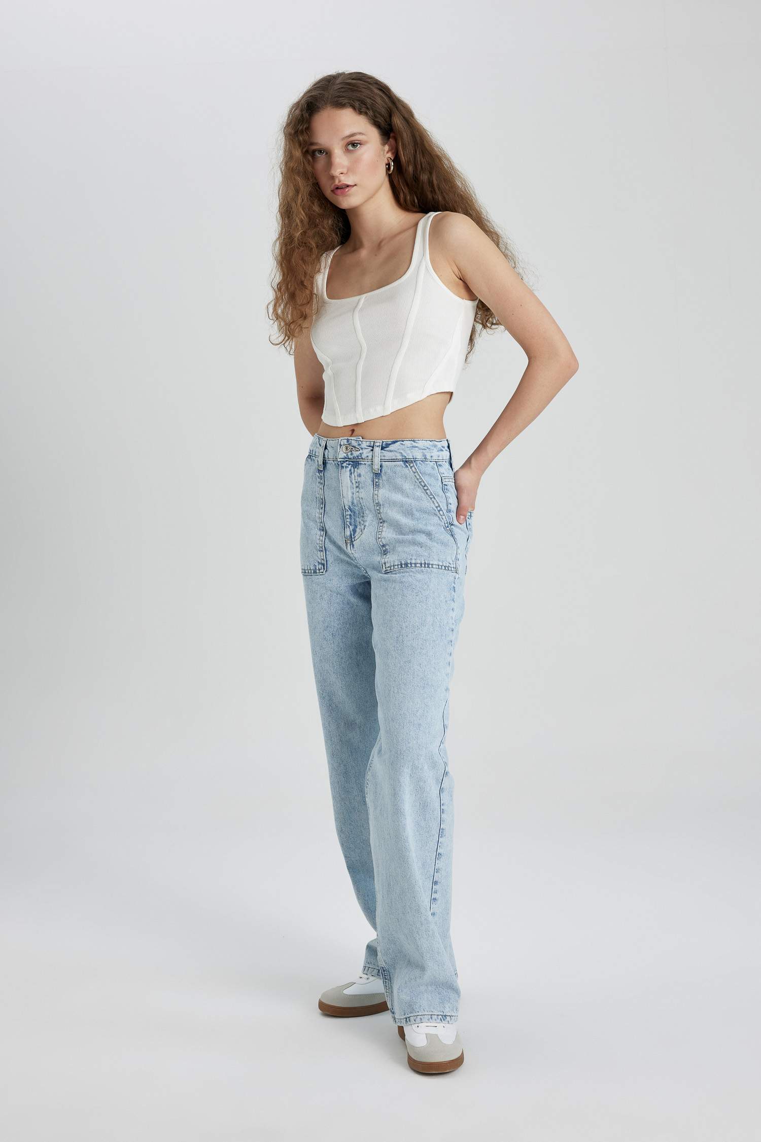 Wide Leg Cargo High Waist Long Jeans