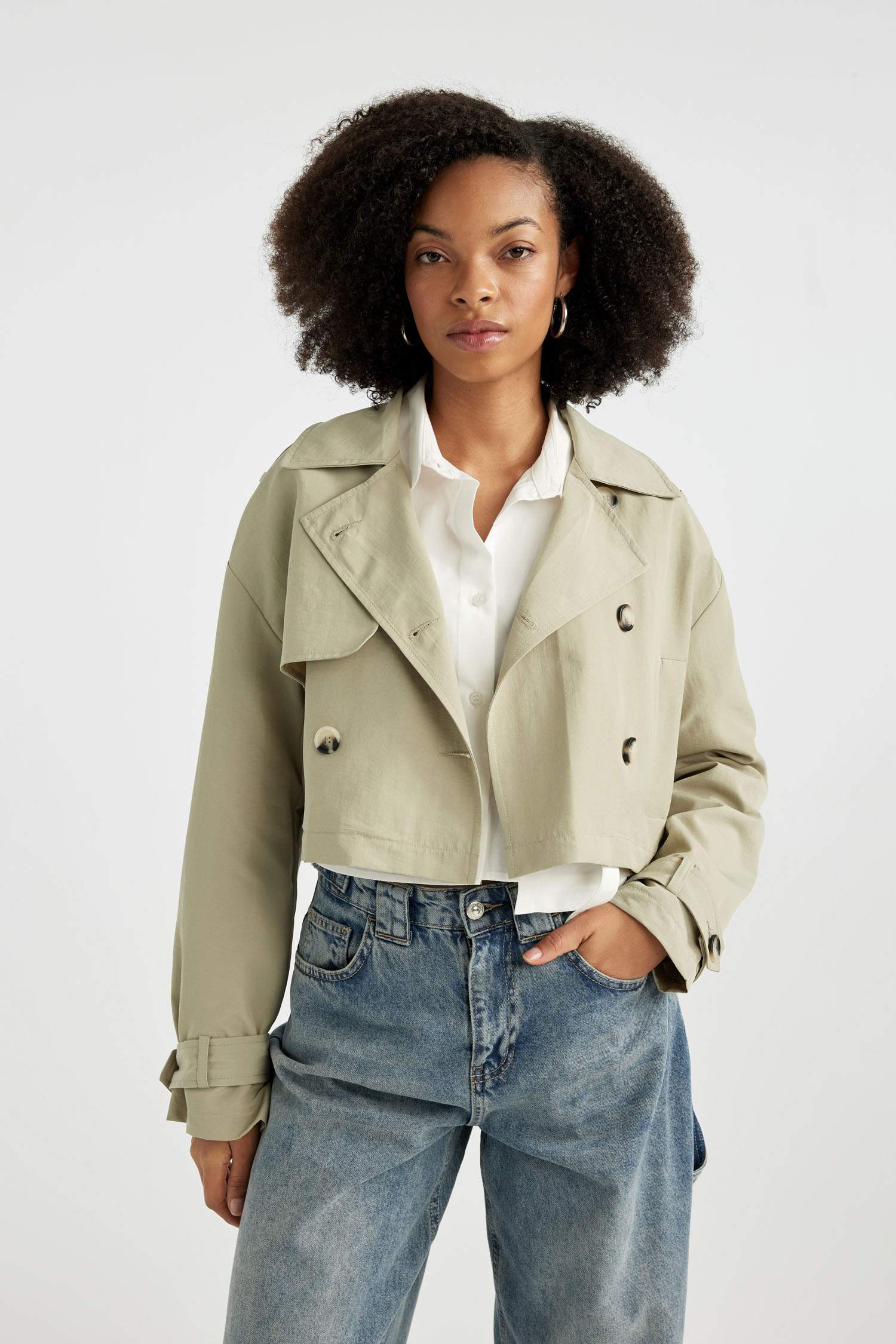 Khaki WOMAN Trenchcoat 3057943 | DeFacto