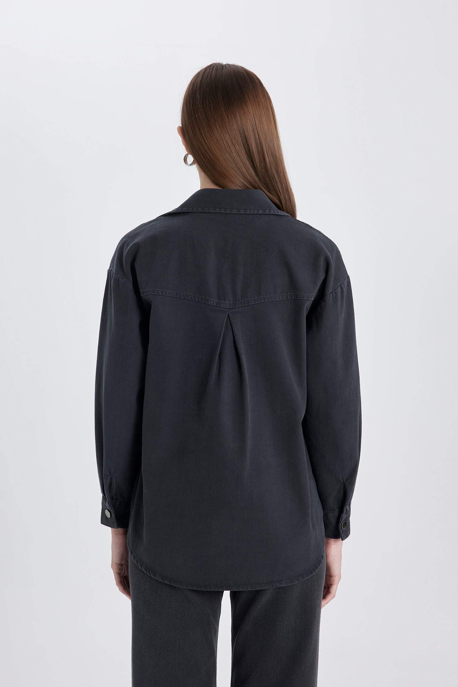 Relax Fit Gabardine Long Sleeve Shirt Tunic