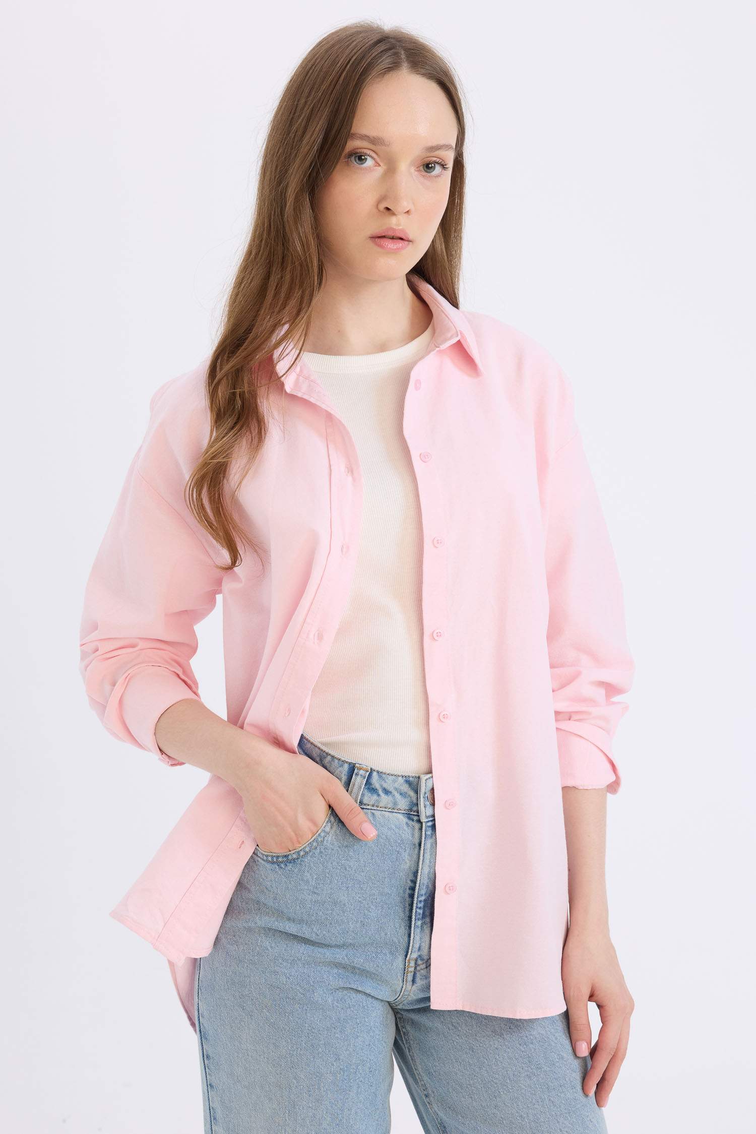 Relax Fit Oxford Uzun Kollu Gömlek Tunik