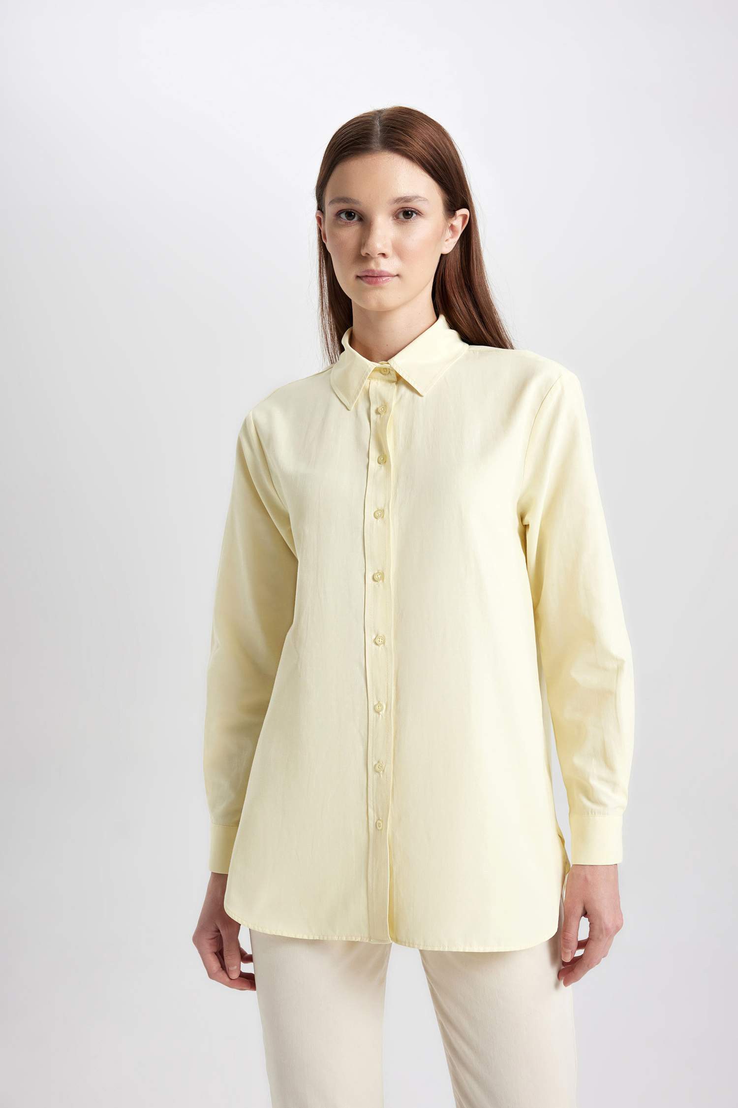 Relax Fit Poplin Long Sleeve Shirt Tunic
