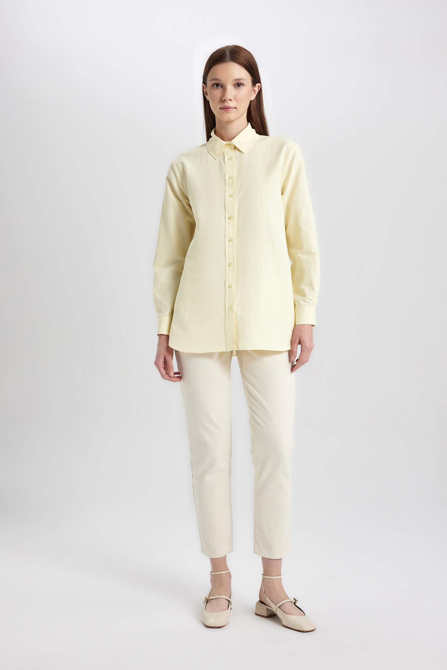 Relax Fit Poplin Long Sleeve Shirt Tunic