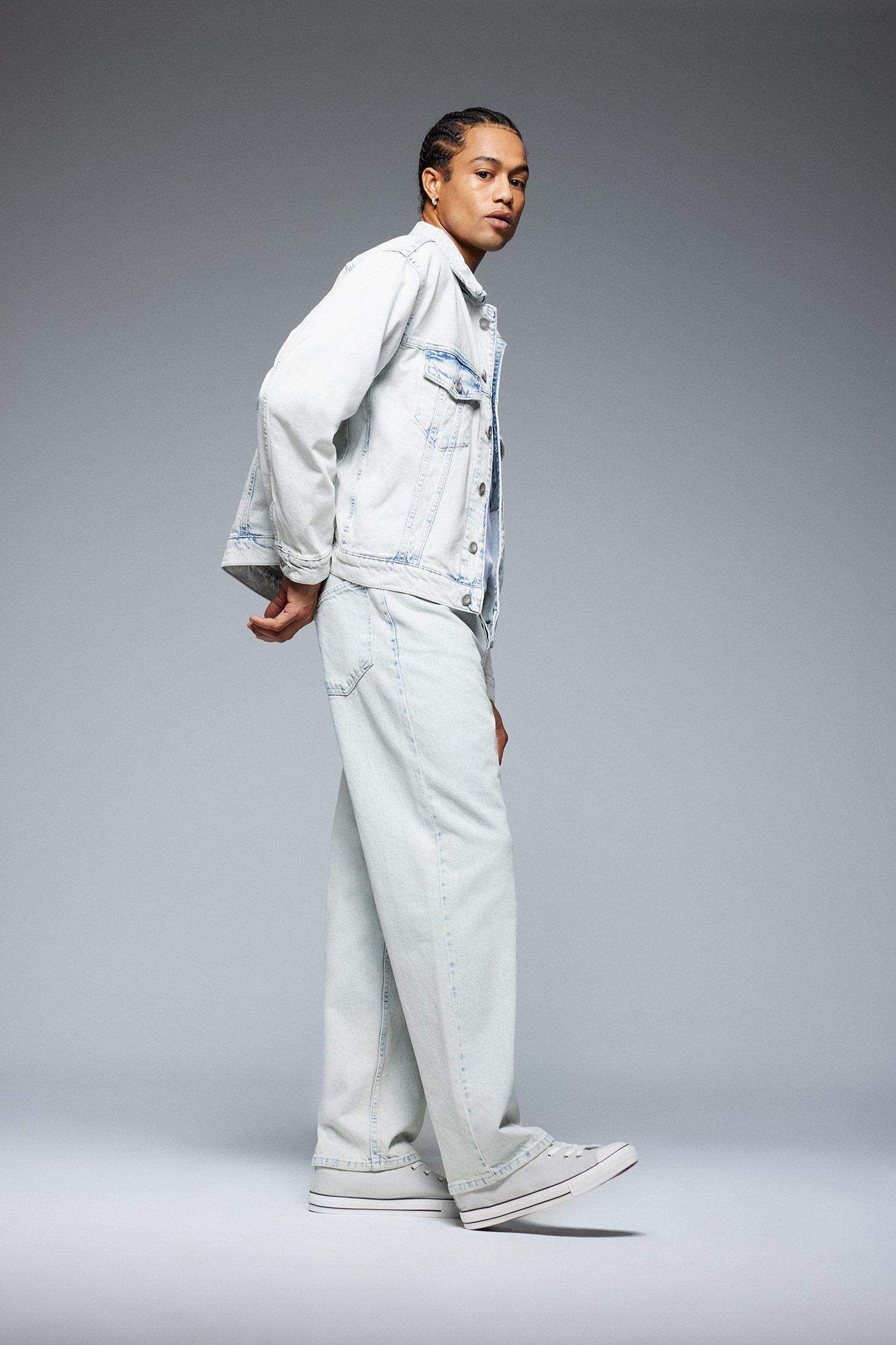 %100 Pamuk Relaxed Slouchy Fit Rahat Beli Lastikli Rahat Kesim Dar Paça Siyah Jean Pantolon