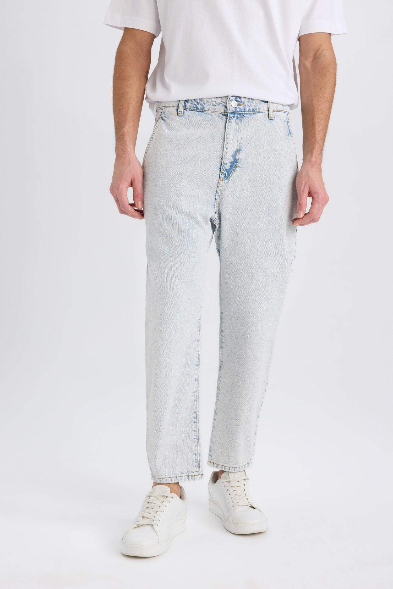 %100 Pamuk Relaxed Slouchy Fit Rahat Beli Lastikli Rahat Kesim Dar Paça Siyah Jean Pantolon