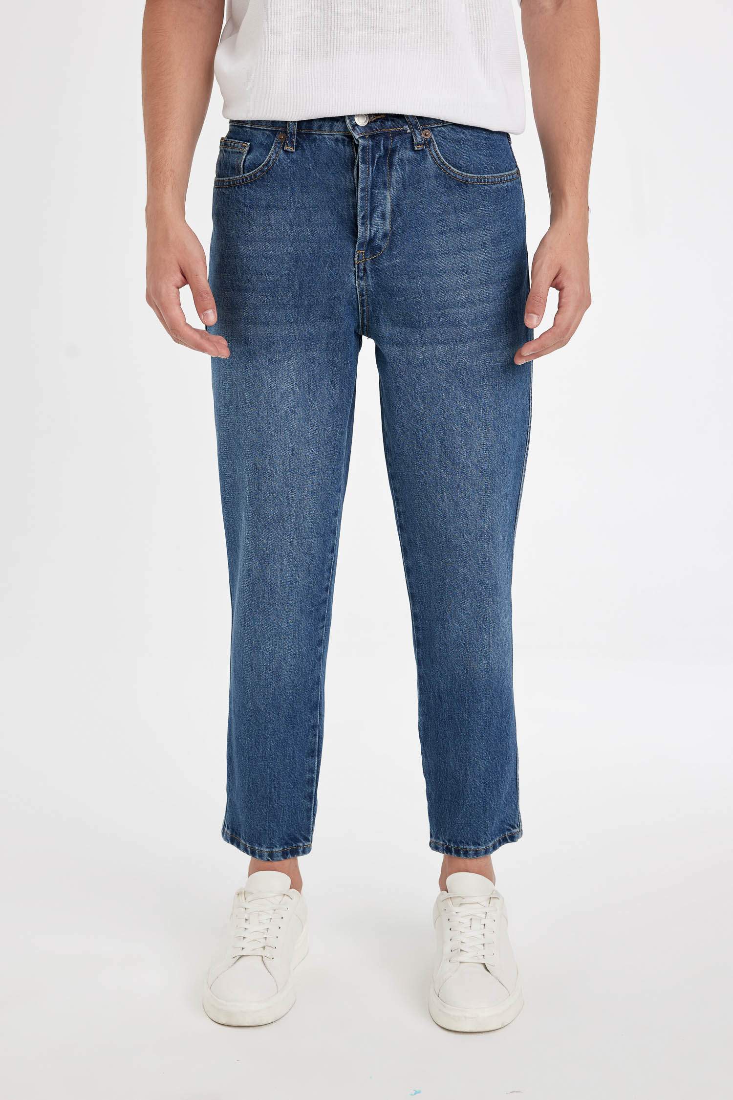 Slim Crop Fit Dar Kalıp Normal Bel Dar Paça Jean Pantolon
