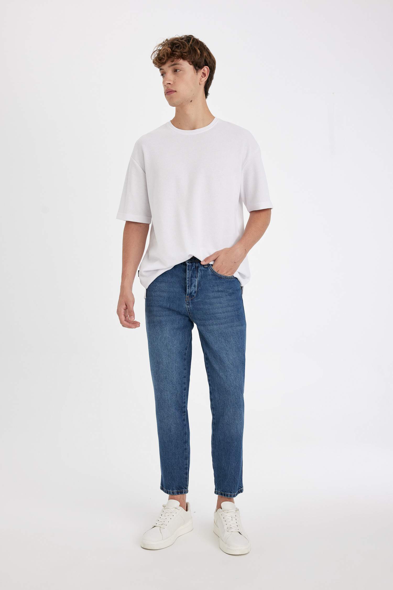 Slim Crop Fit Dar Kalıp Normal Bel Dar Paça Jean Pantolon