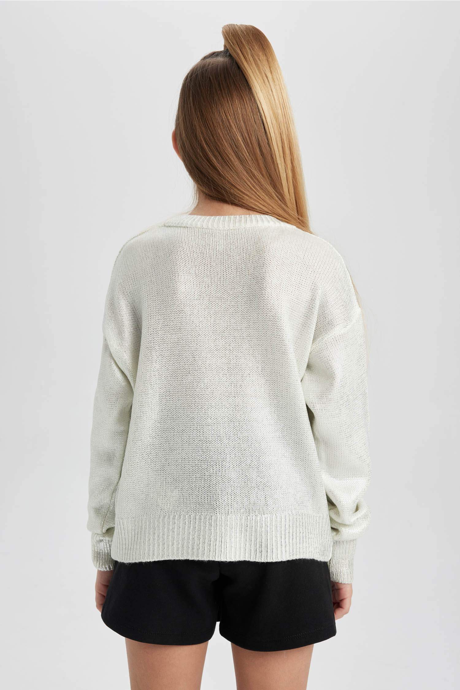 Kız Çocuk Bisiklet Yaka Triko Kazak