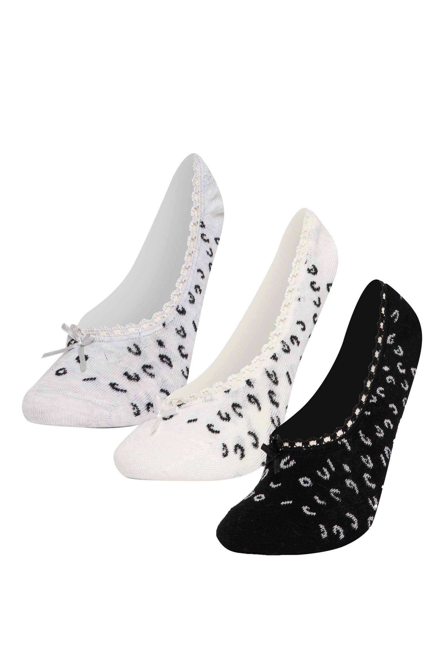 Kadın Aplike 3'lü Pamuklu Babet Çorap