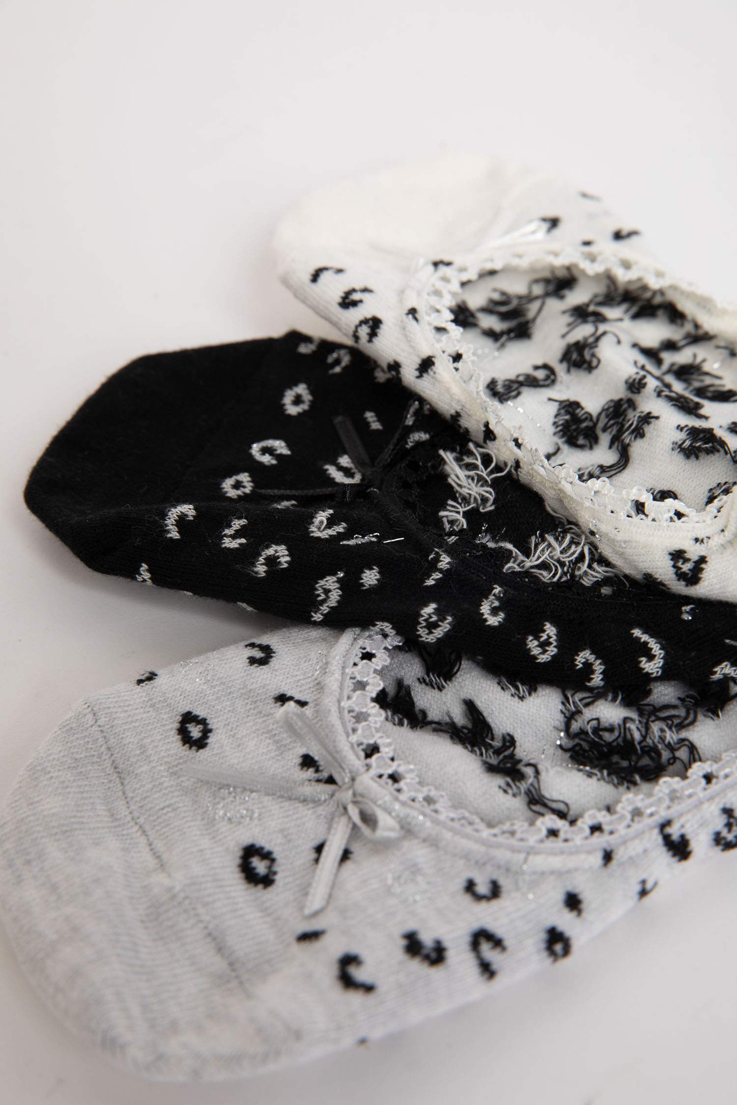 Kadın Aplike 3'lü Pamuklu Babet Çorap