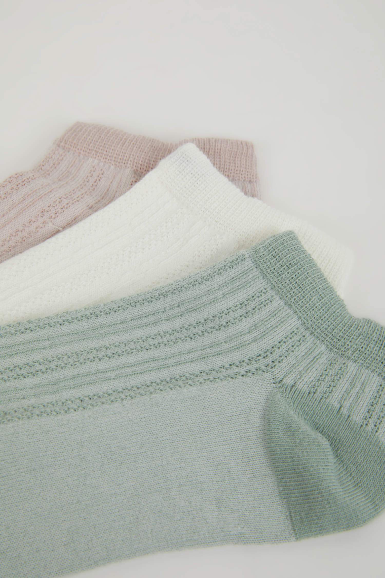 Kadın 3'lü Pamuklu Patik Çorap