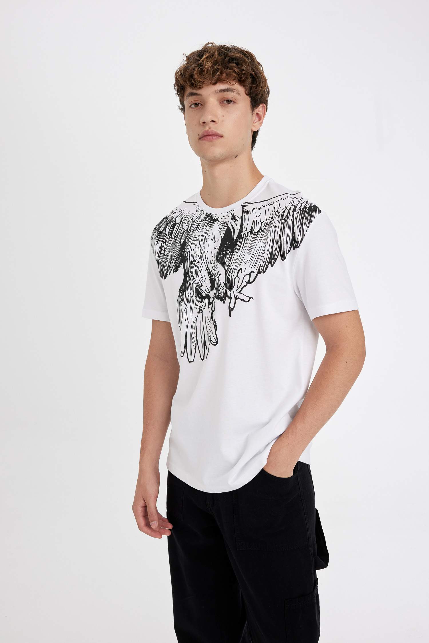 Regular Fit Crew Neck Printed Short Sleeve T-Shirt