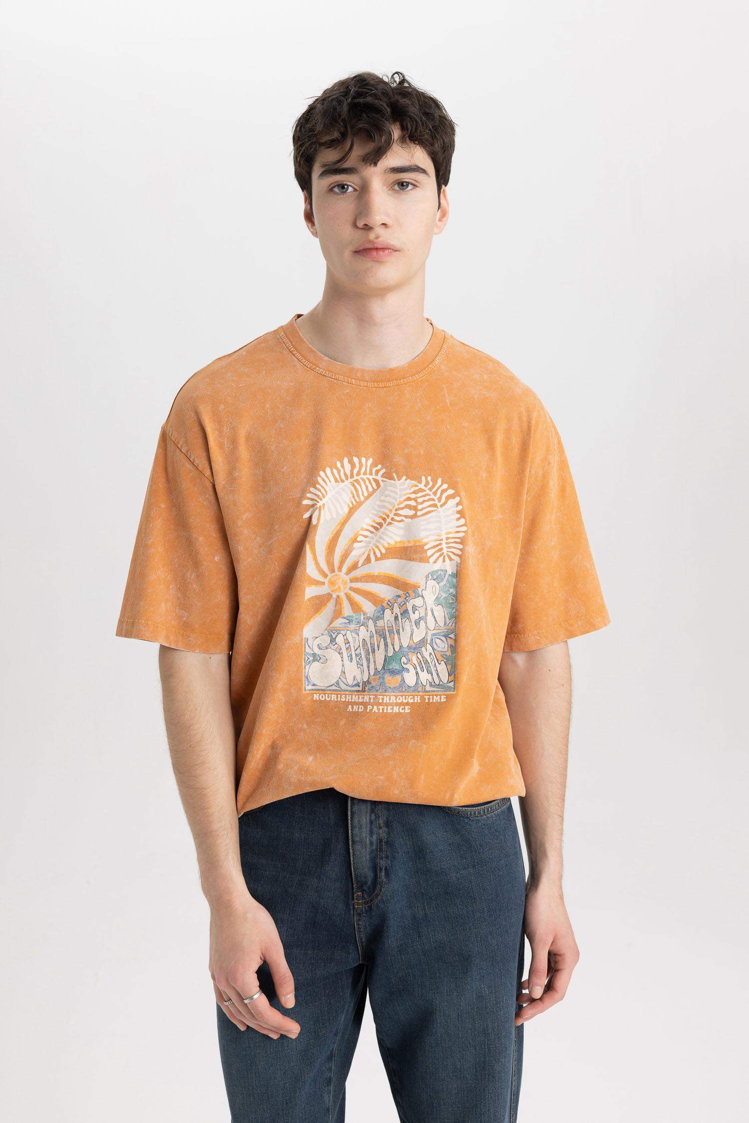 تيشيرت نص ردن قصة مريحة بياخة مستديرة