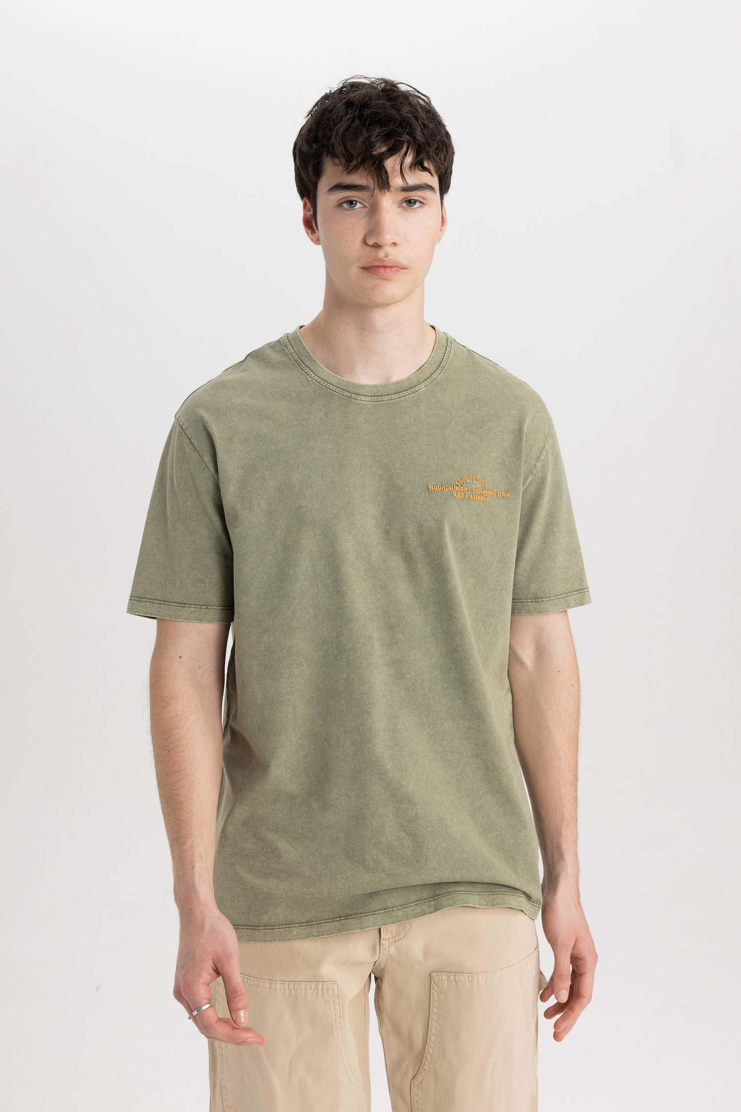 Regular Fit Bisiklet Yaka Baskılı Kısa Kollu Tişört