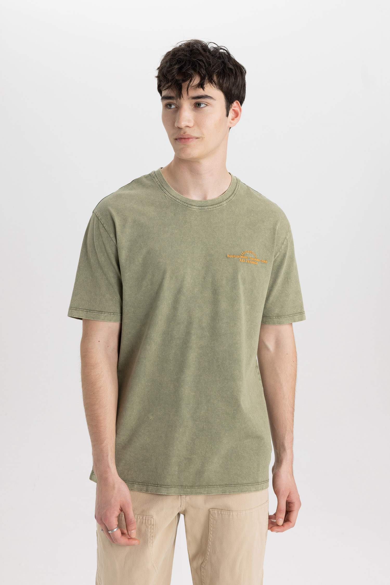 Regular Fit Bisiklet Yaka Baskılı Kısa Kollu Tişört