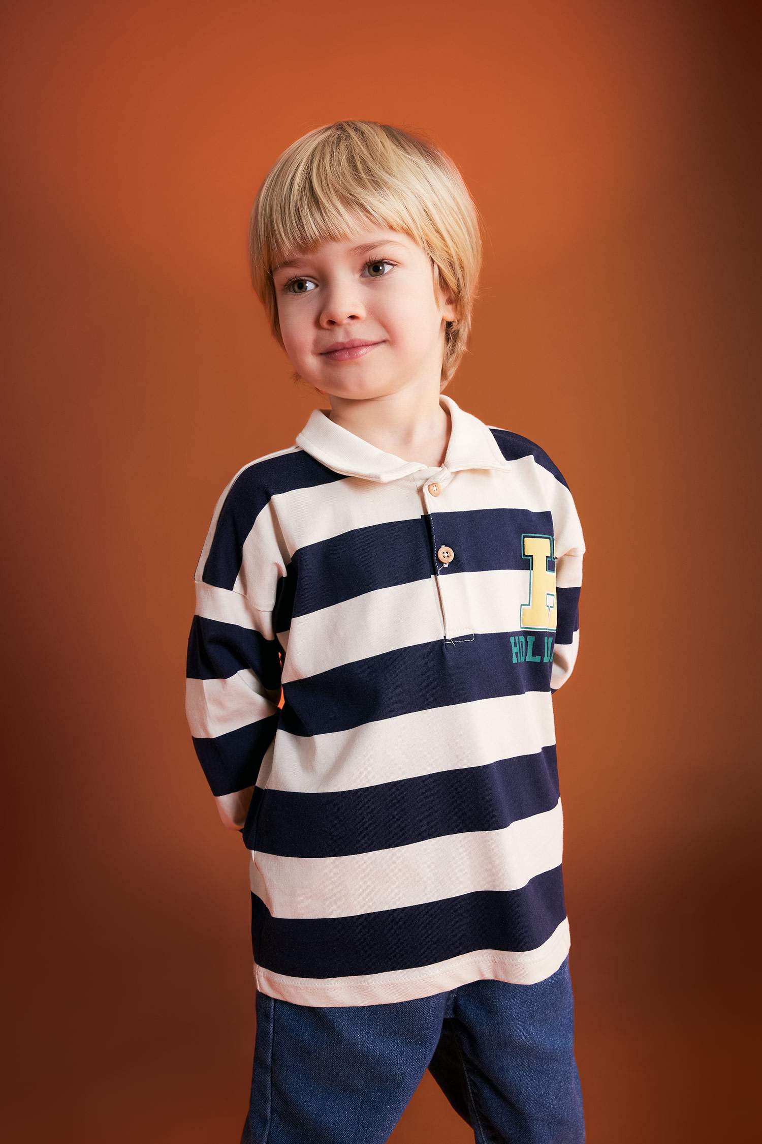 Baby Boy Polo Neck Striped Sweatshirt