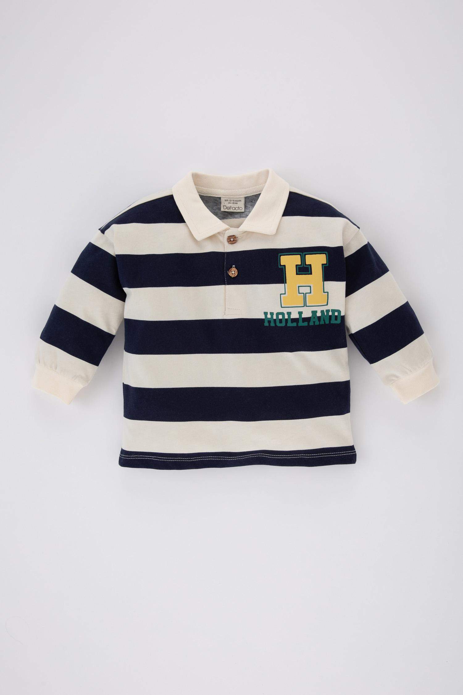 Baby Boy Polo Neck Striped Sweatshirt