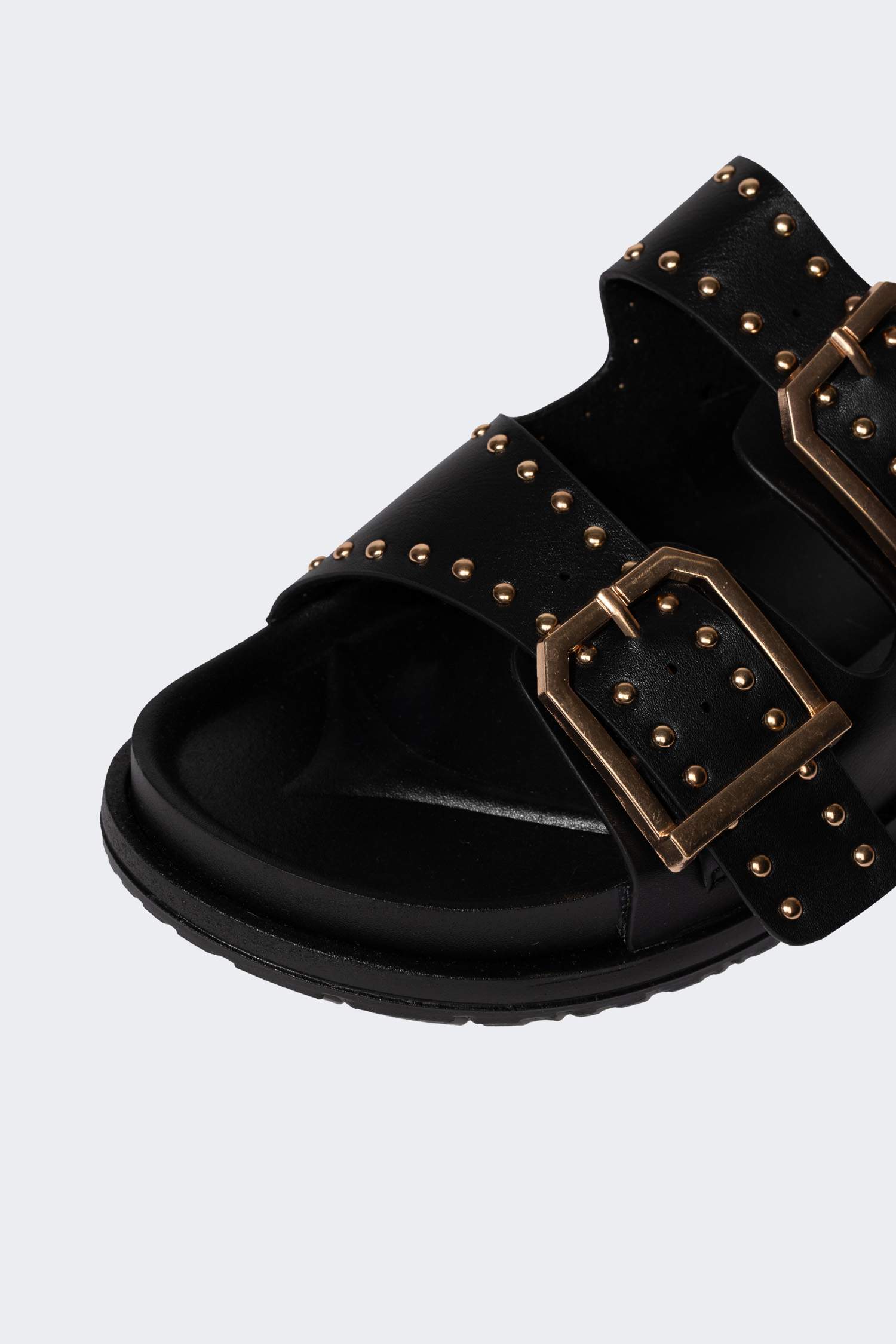 Kadın Kalın Taban Çift Bantlı Suni Deri Terlik