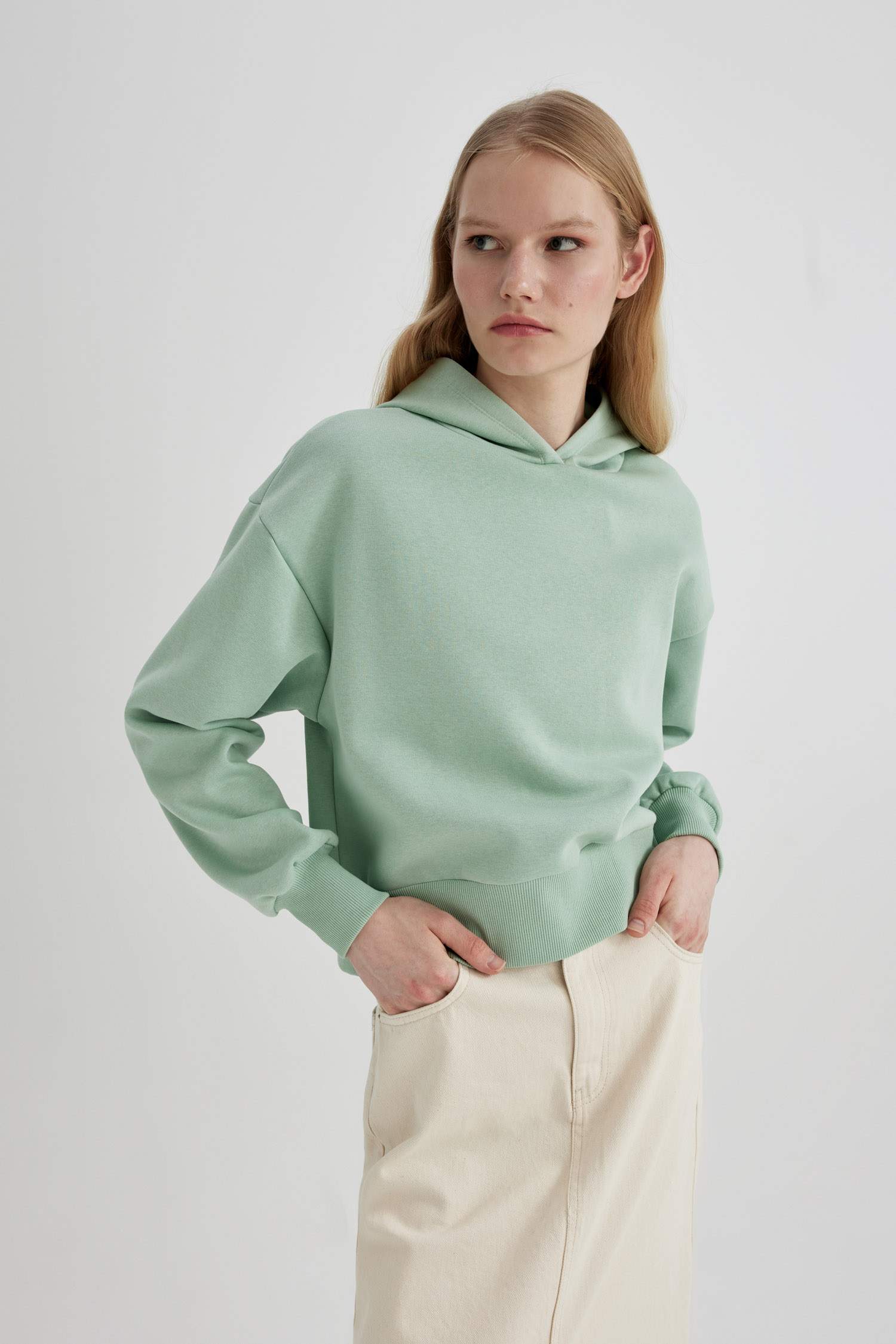 Boxy Fit Thick Hooded Sweatshirt