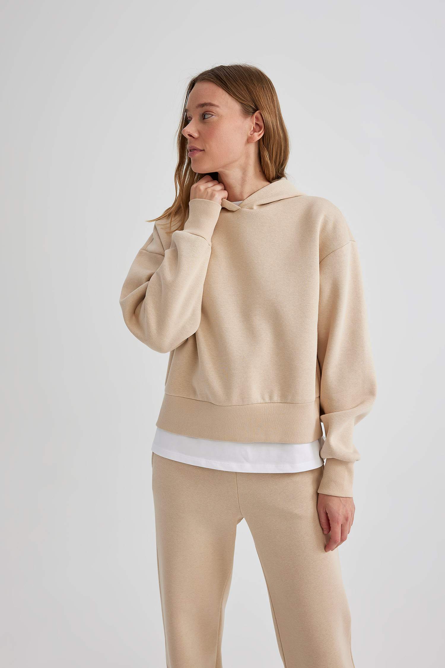 Boxy Fit Thick Hooded Sweatshirt