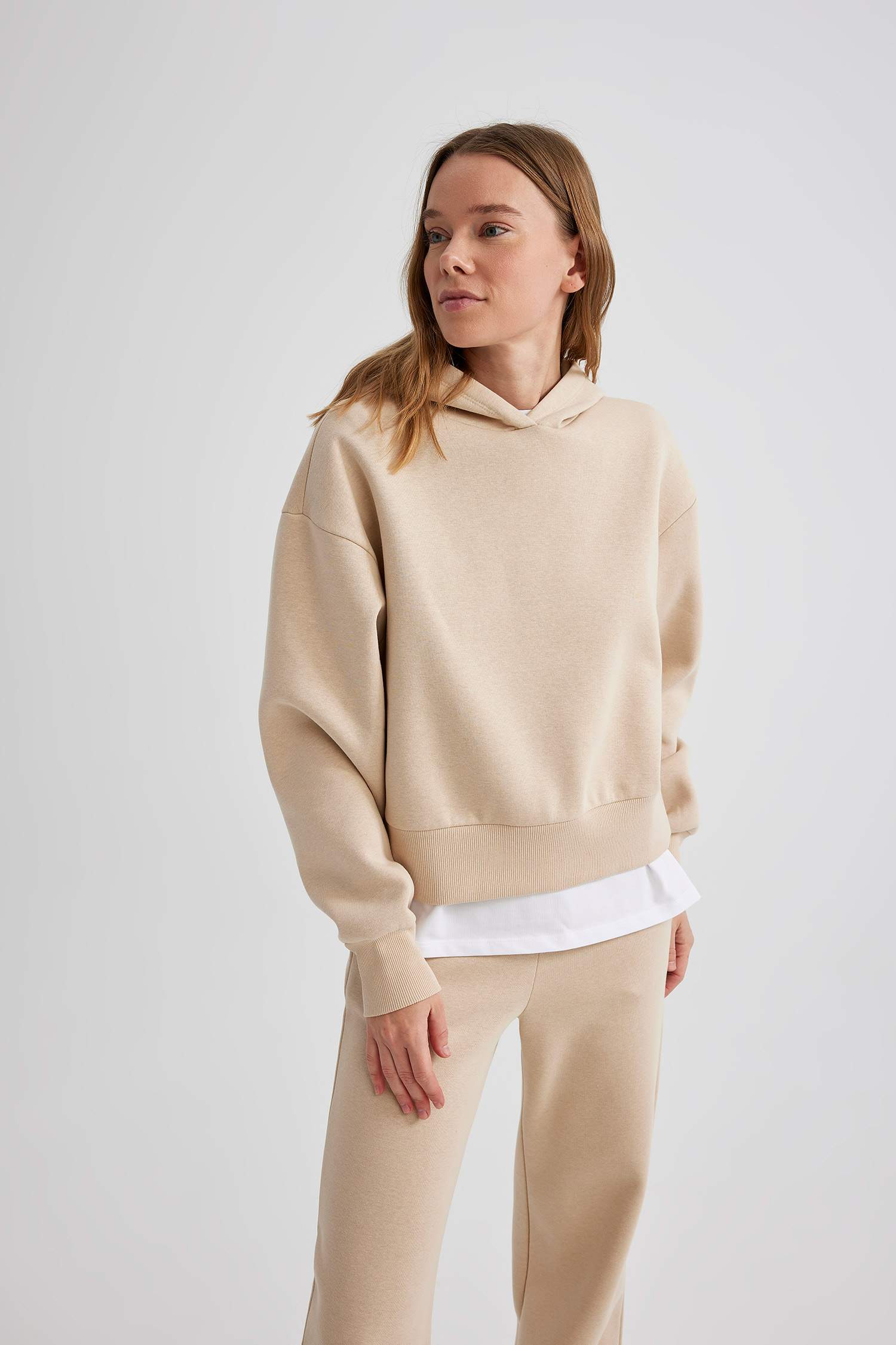 Boxy Fit Thick Hooded Sweatshirt