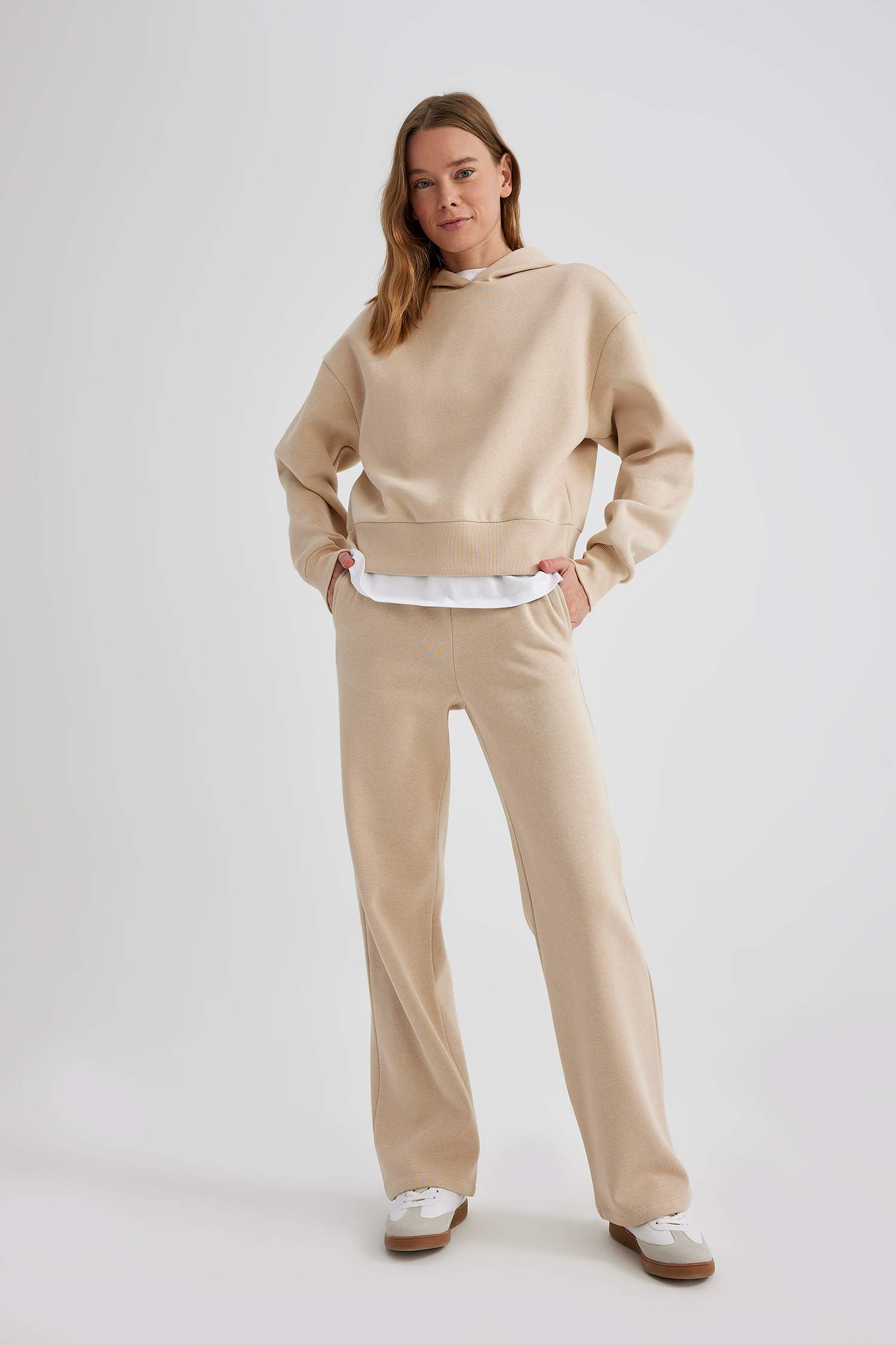 سروال سويت بانتس قماش سميك قصة عادية بجيب