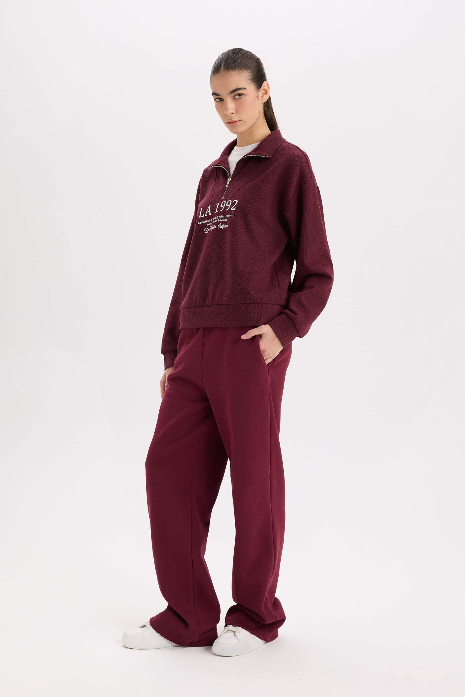 سروال بيزك قماش سميك قصة مستقيمة