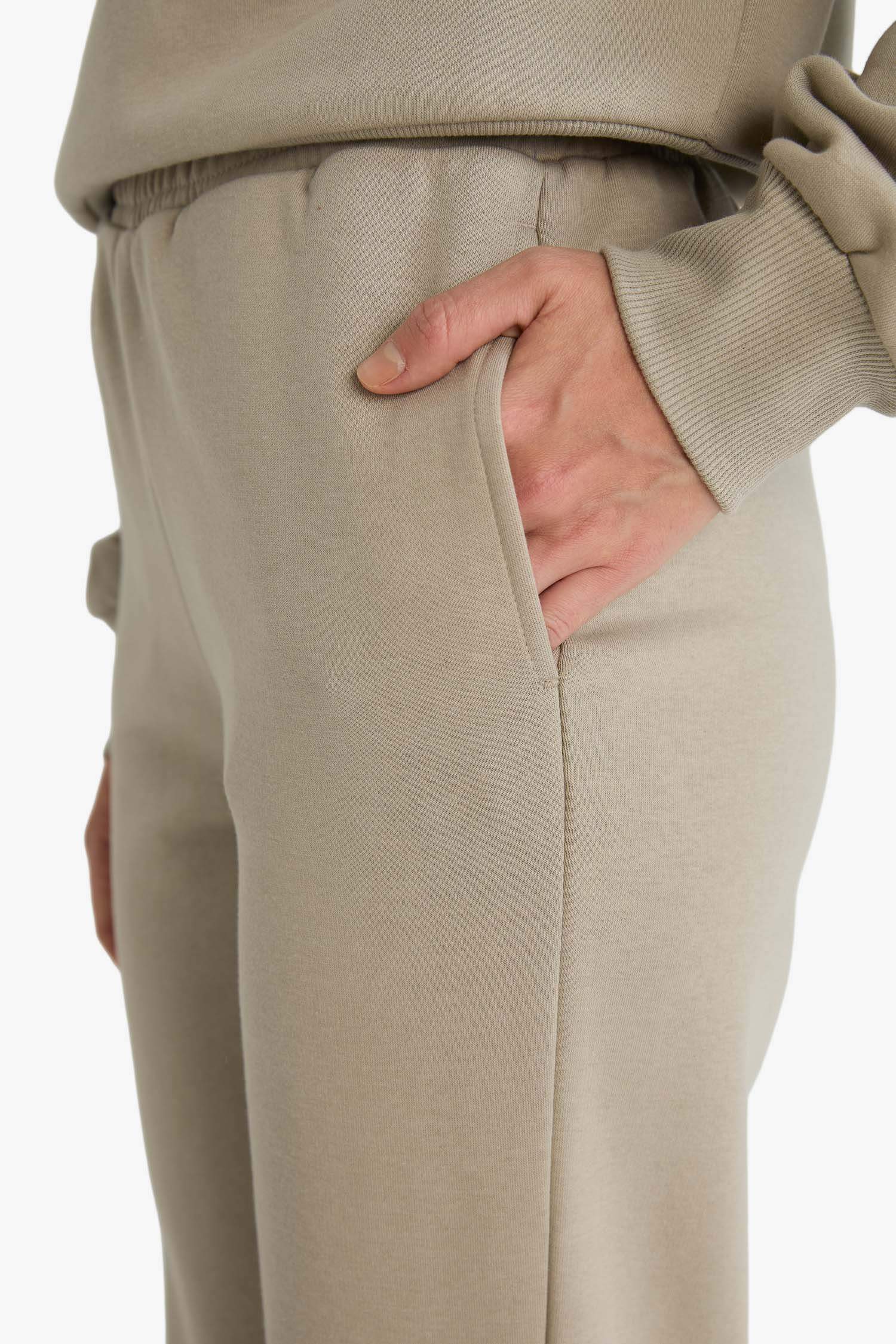 Straight Fit Basic Düz Cepli Yüksek Bel Eşofman Altı