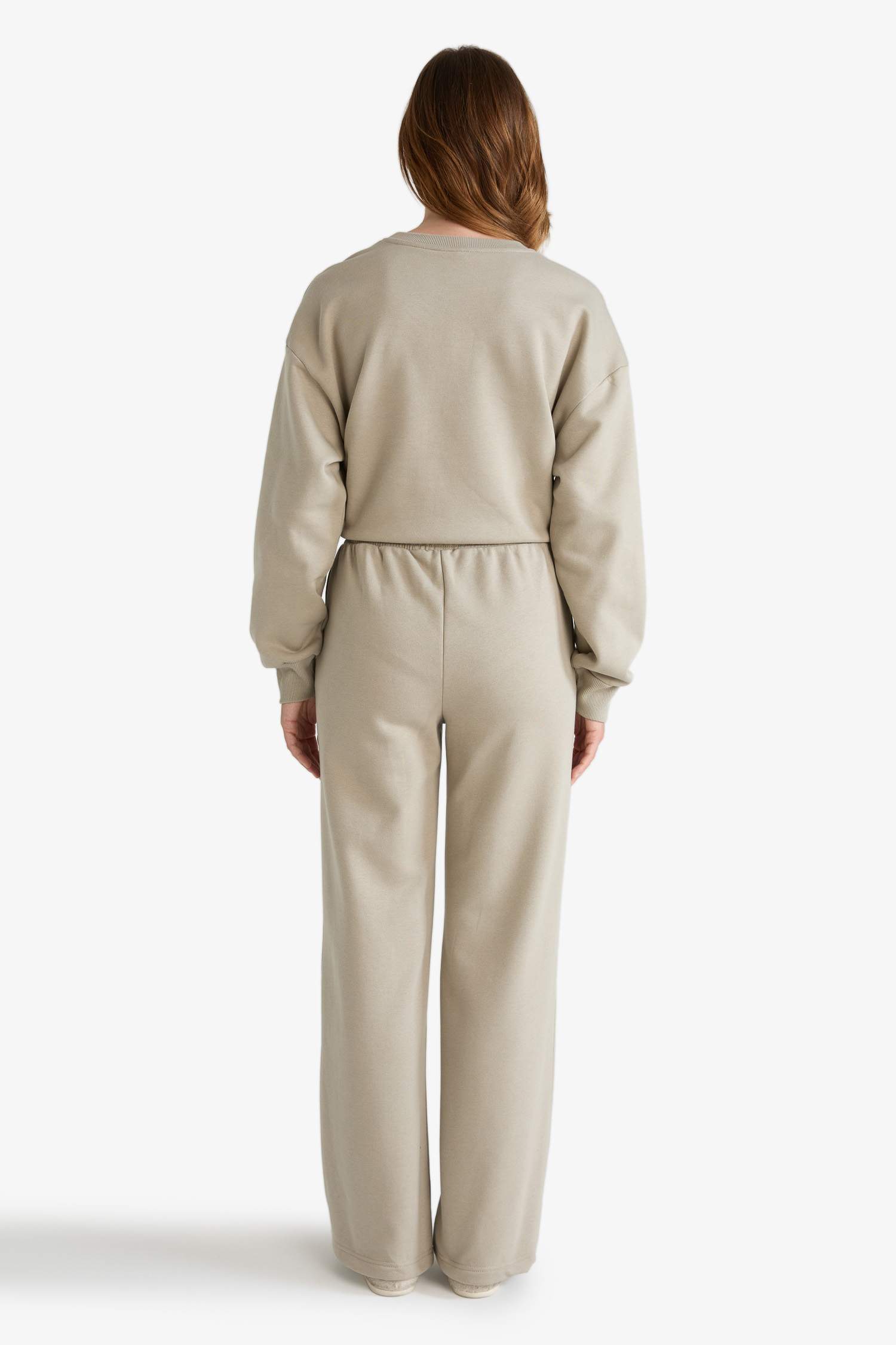 Straight Fit Basic Düz Cepli Yüksek Bel Eşofman Altı