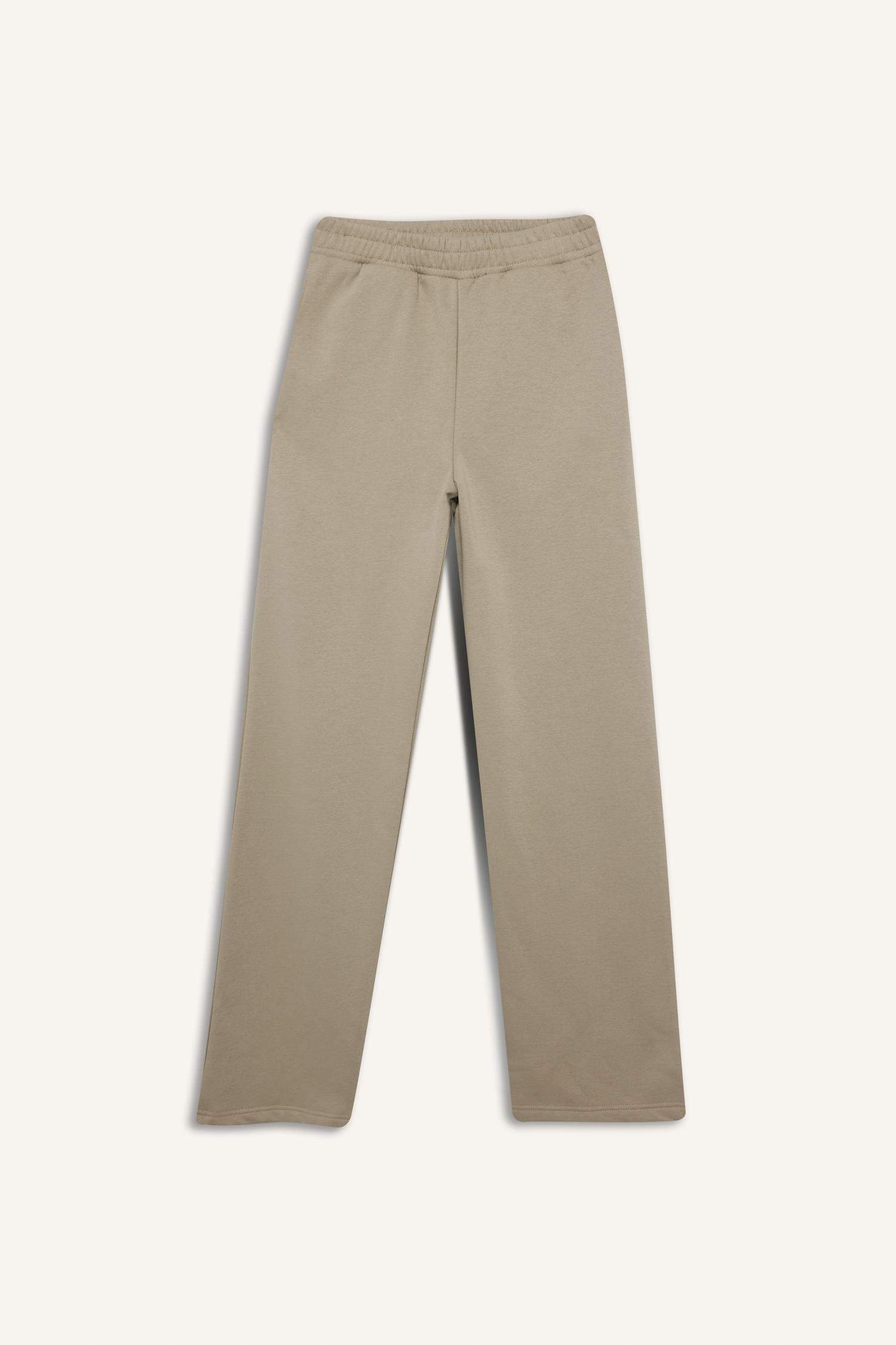 Straight Fit Basic Düz Cepli Yüksek Bel Eşofman Altı