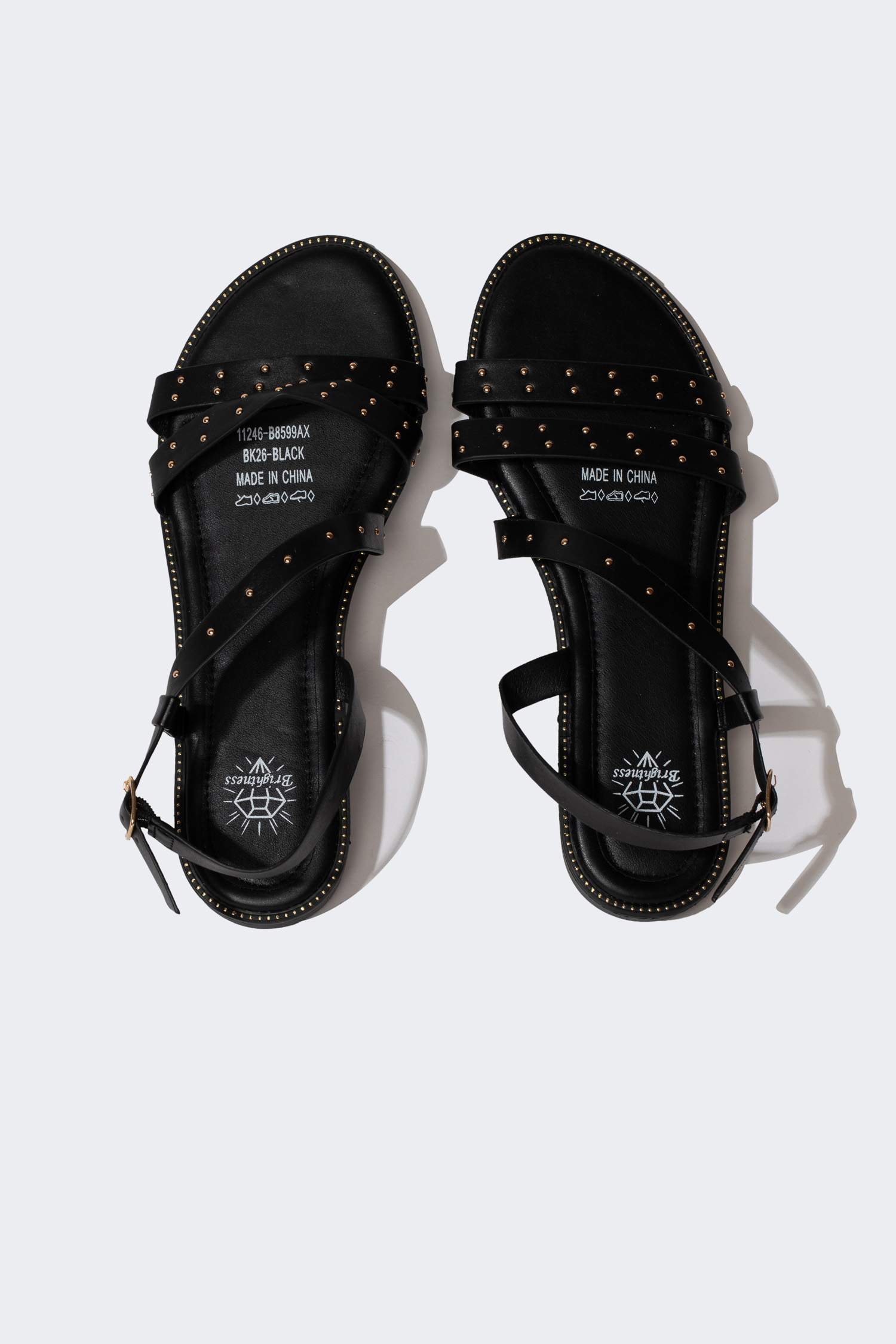 Sandales à Double Bandes à Semelles Plates pour Femme