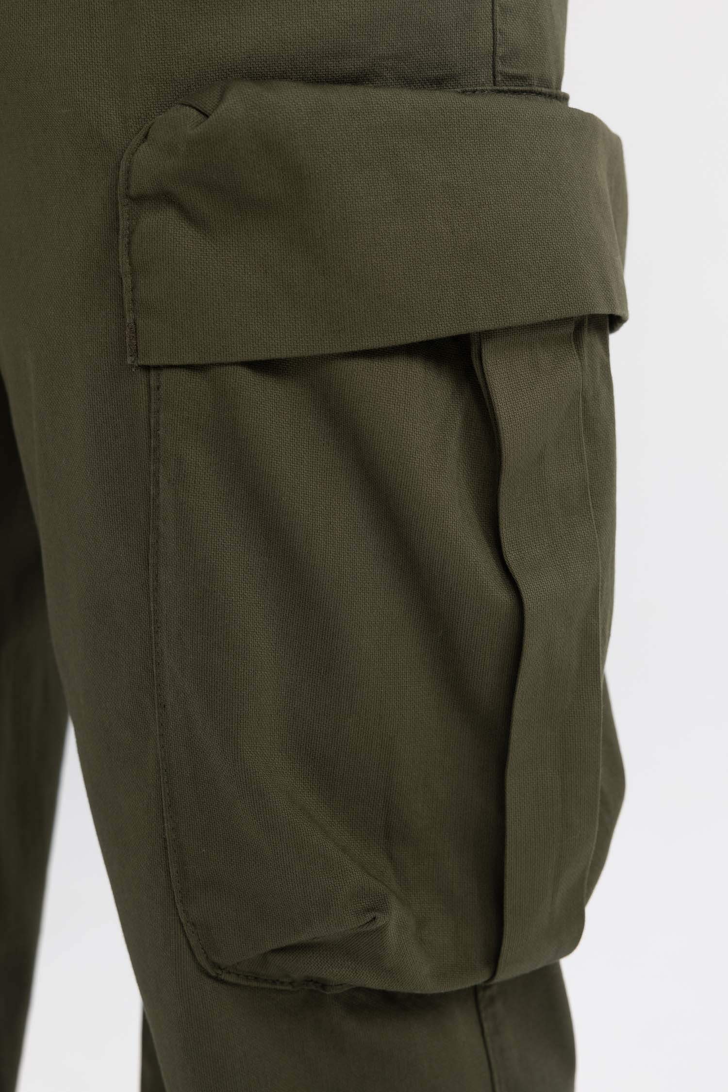 Gabardin Pantolon Rustik Loose Fit Kargo Cepli 