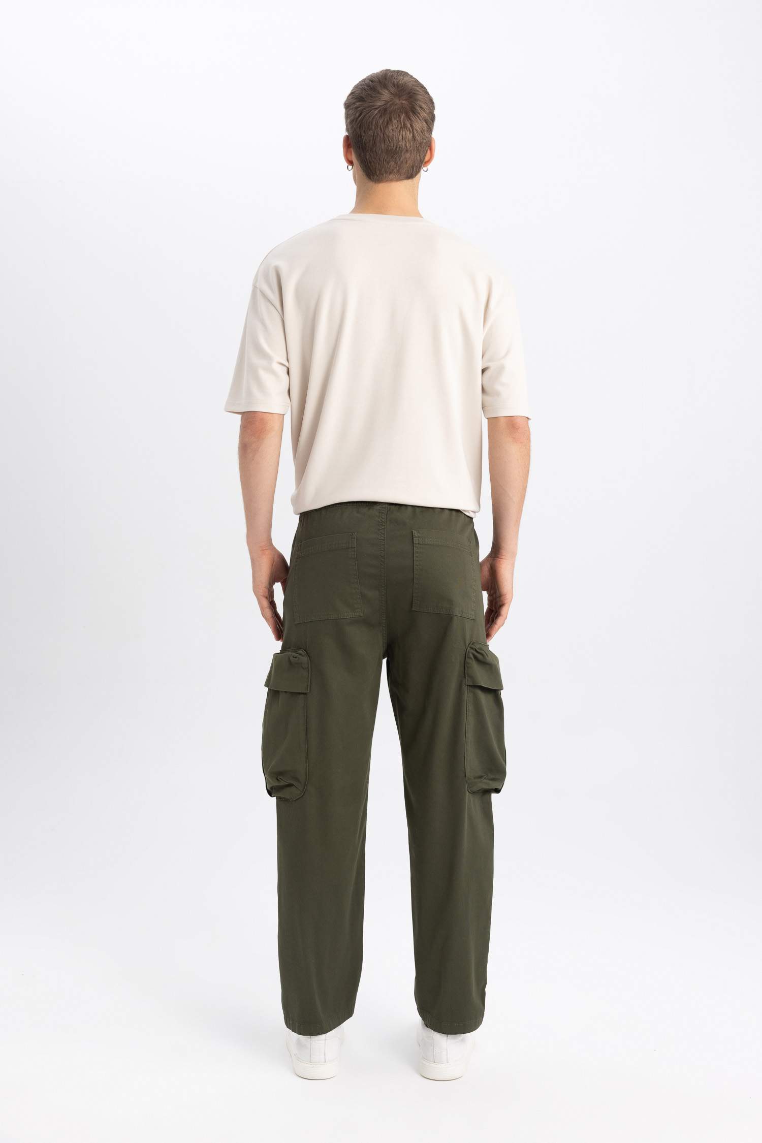 Gabardin Pantolon Rustik Loose Fit Kargo Cepli 