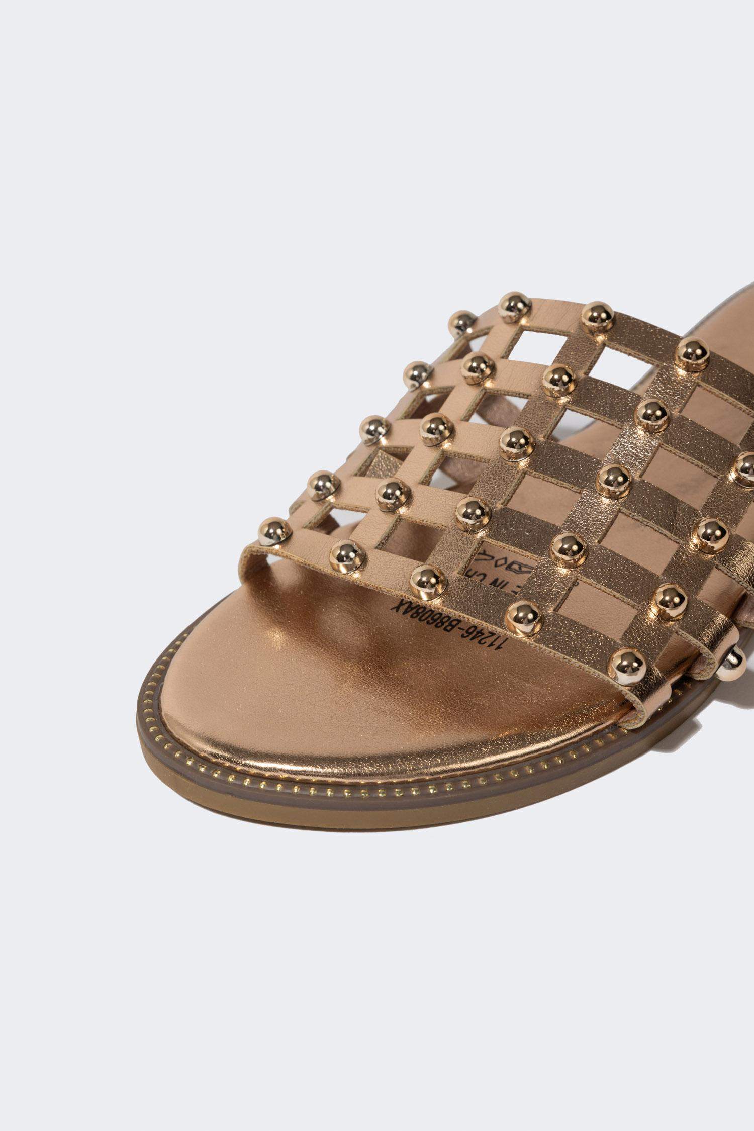 Woman Flat Sole Faux Leather Slippers