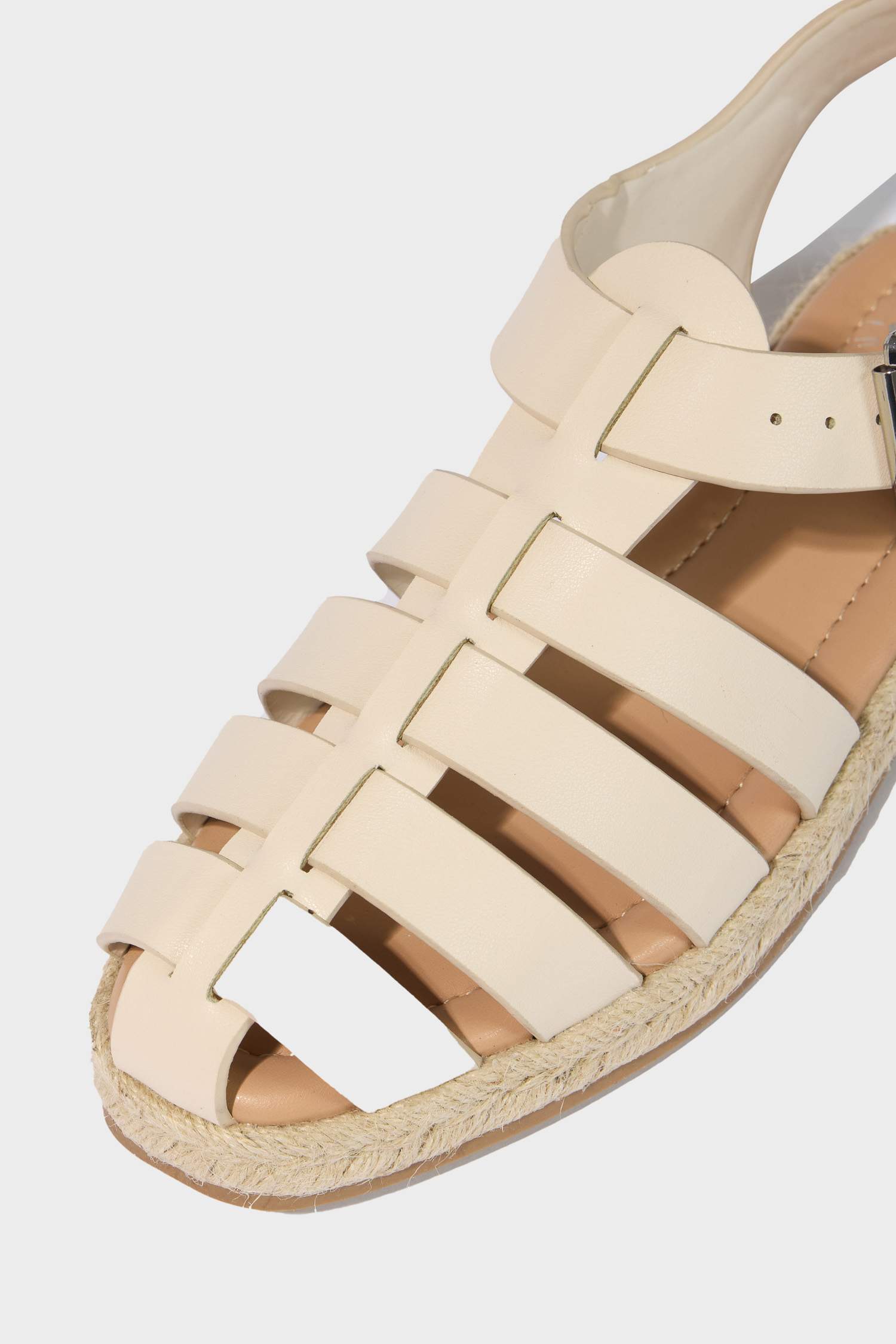 Woman Flat Sole Faux Leather Espadrille Shoes